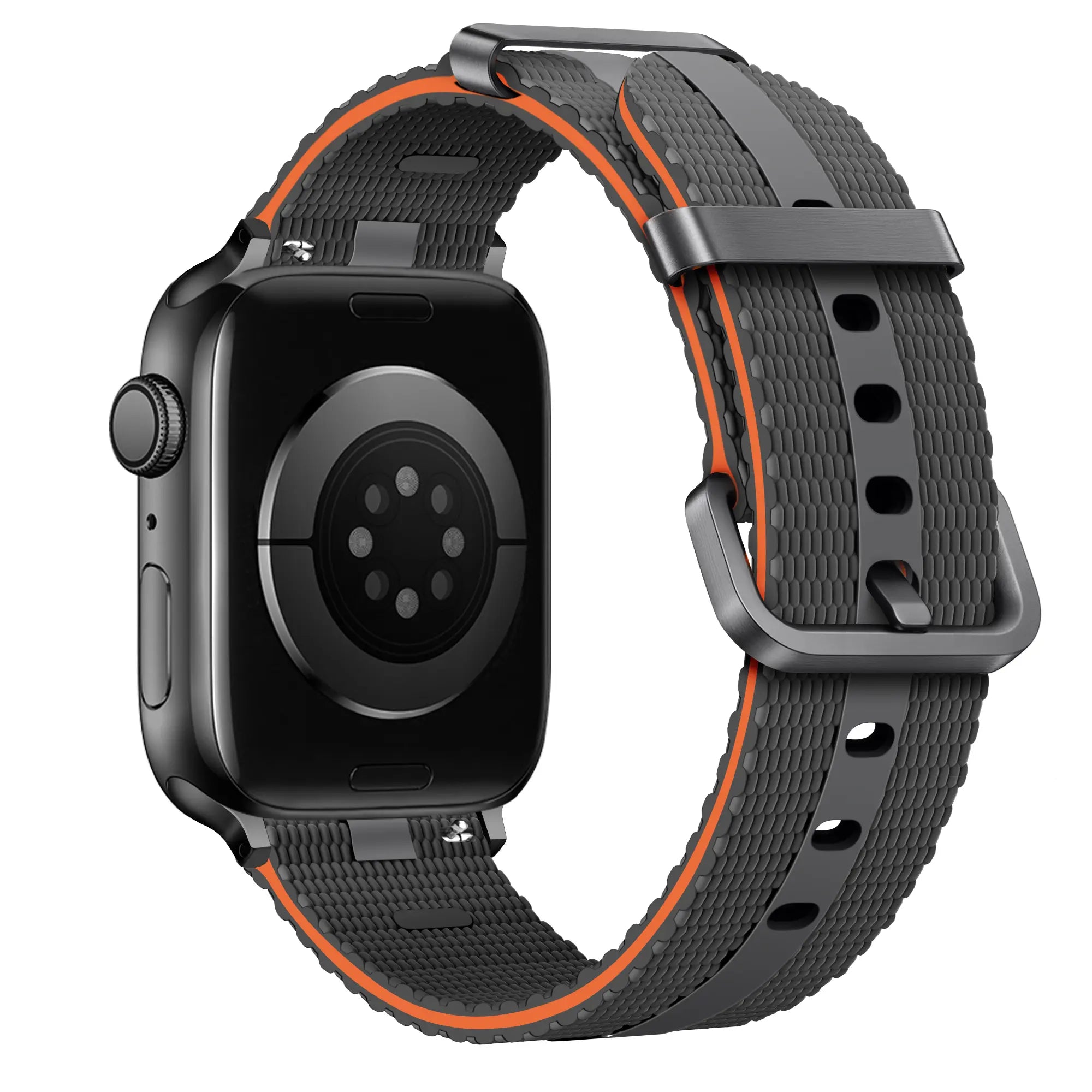 Correa activa silicona Apple Watch (gris oscuro/naranja)