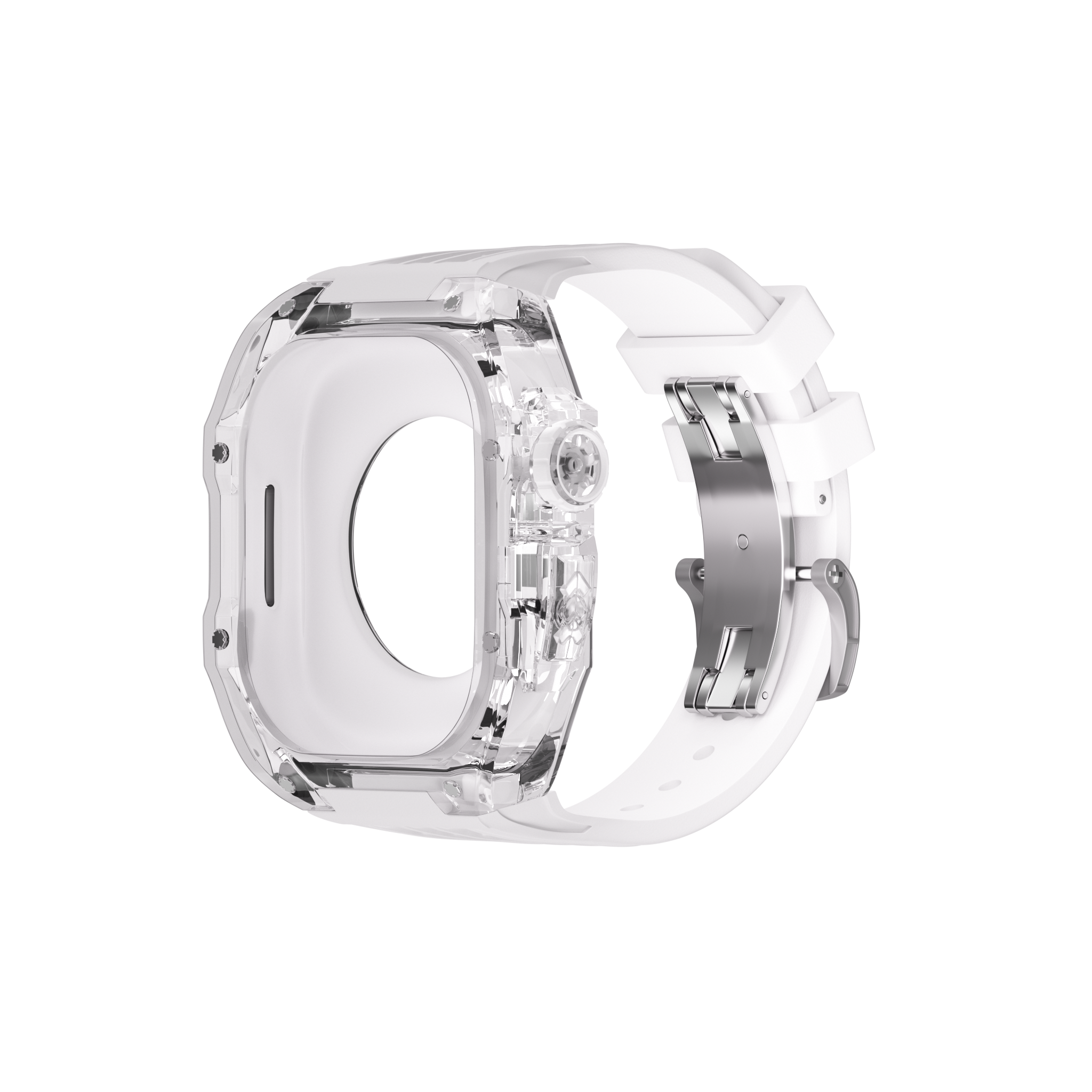 Reqior Apple Watch 45mm Polymer Case with Rubber Strap (Transparent)