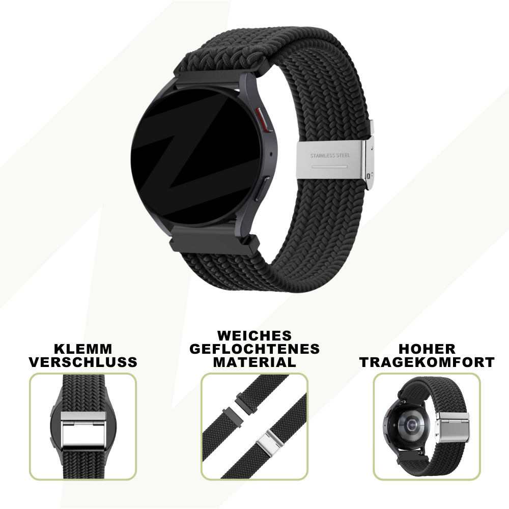 Bandz Oppo Watch X2 Woven Nylon Strap (Black)