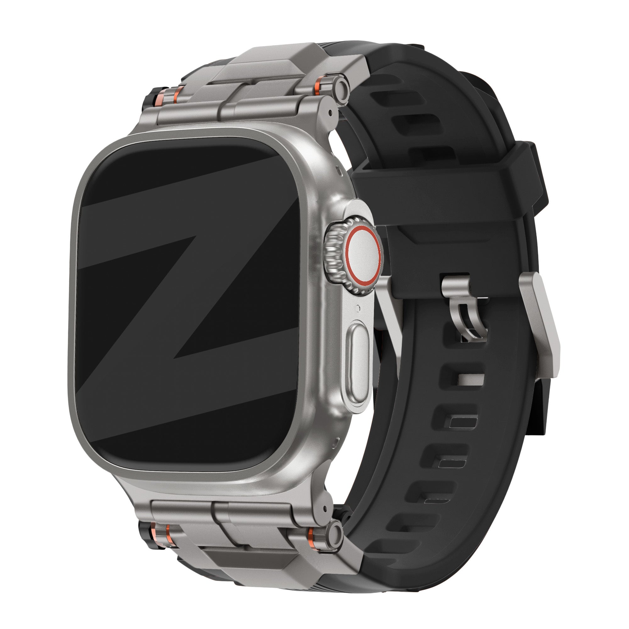 Bandz Apple Watch Liquid Silicone Strap 'Explorer' (Black with Titanium)