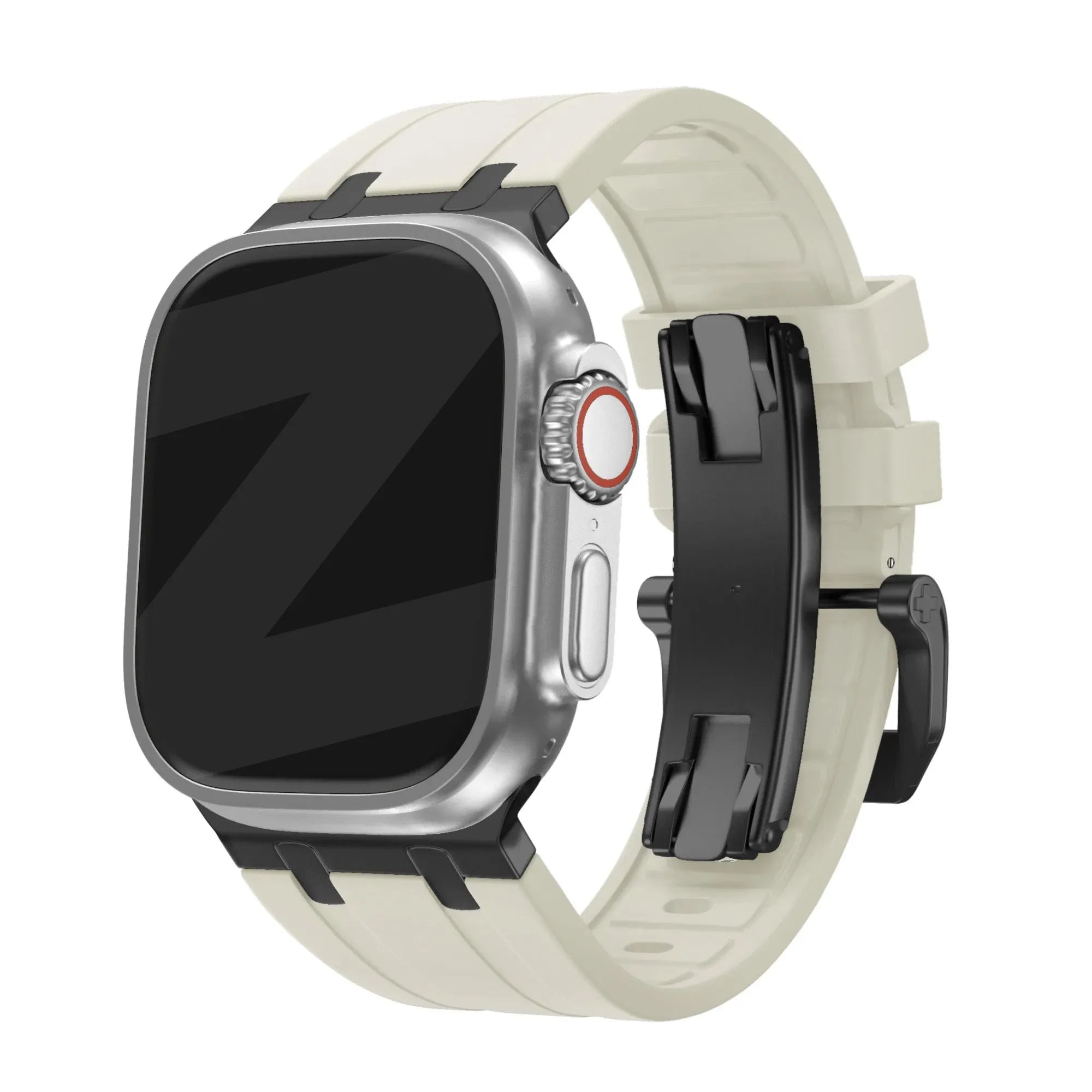 Bandz Apple Watch Silicone Strap 'Luxe Liquid' (Beige With Black)