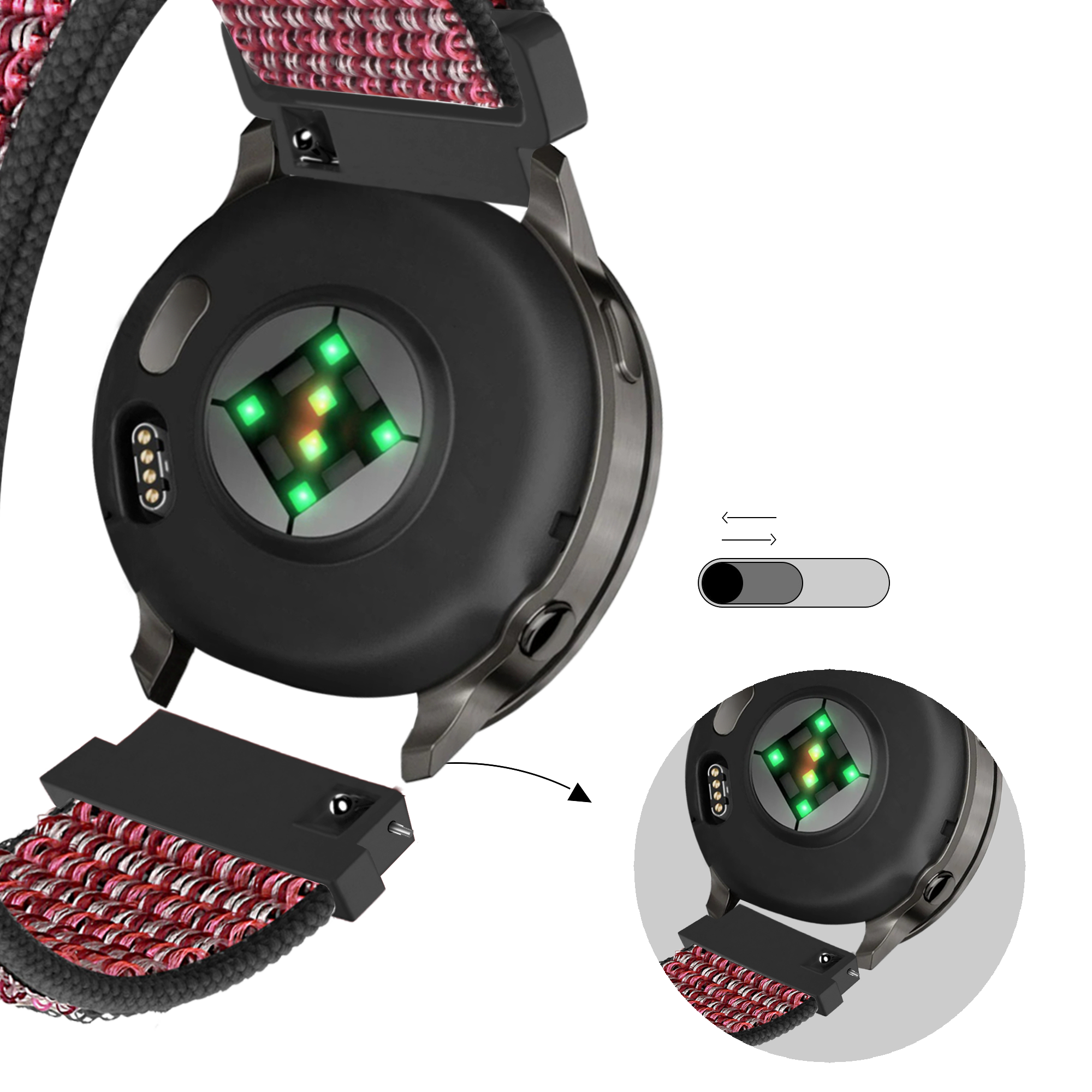 Bandz Garmin Approach S42 Nylon Loop Strap (Crimson Berry)