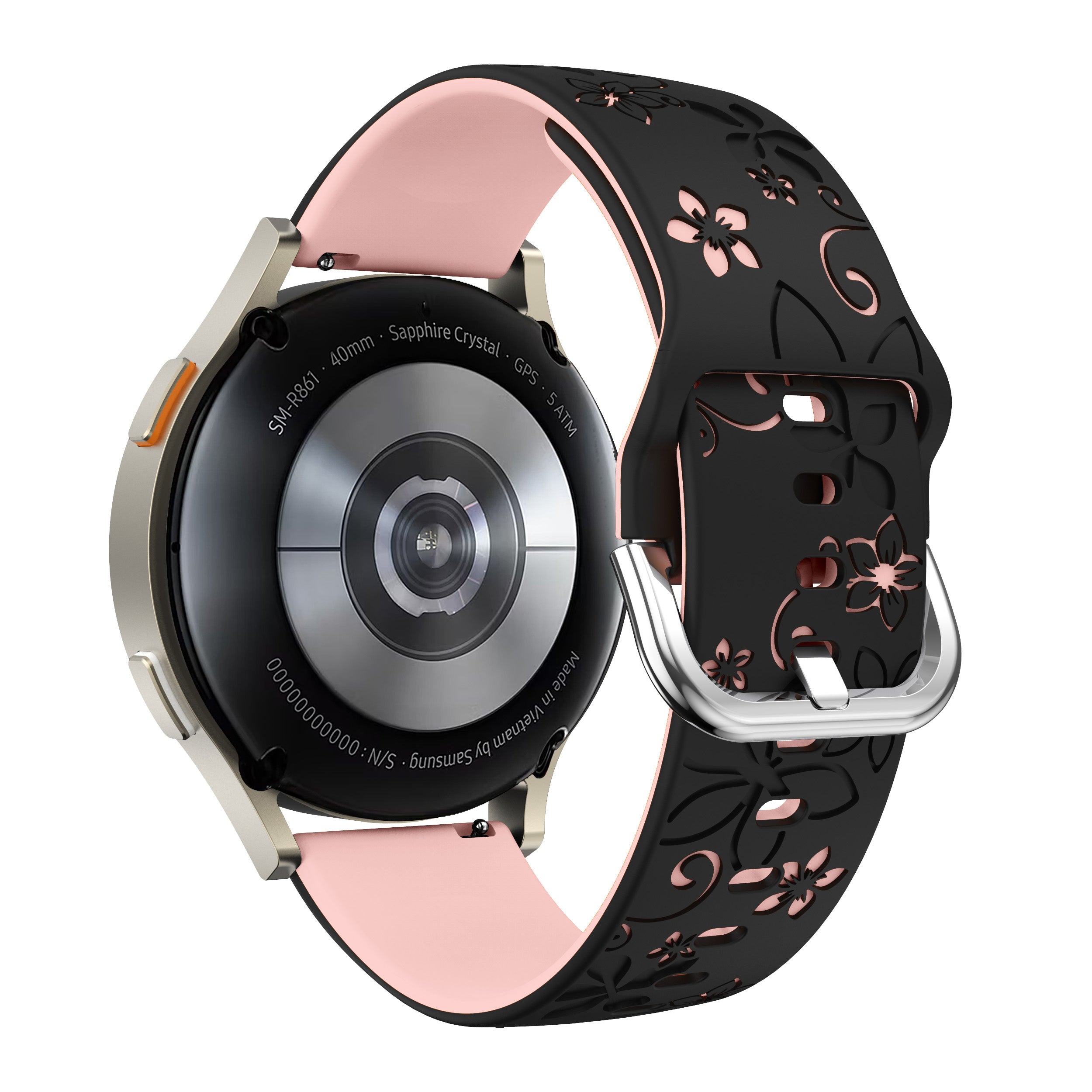 Correa silicona 'Flores' Amazfit GTS 3 (negro/rosa claro)