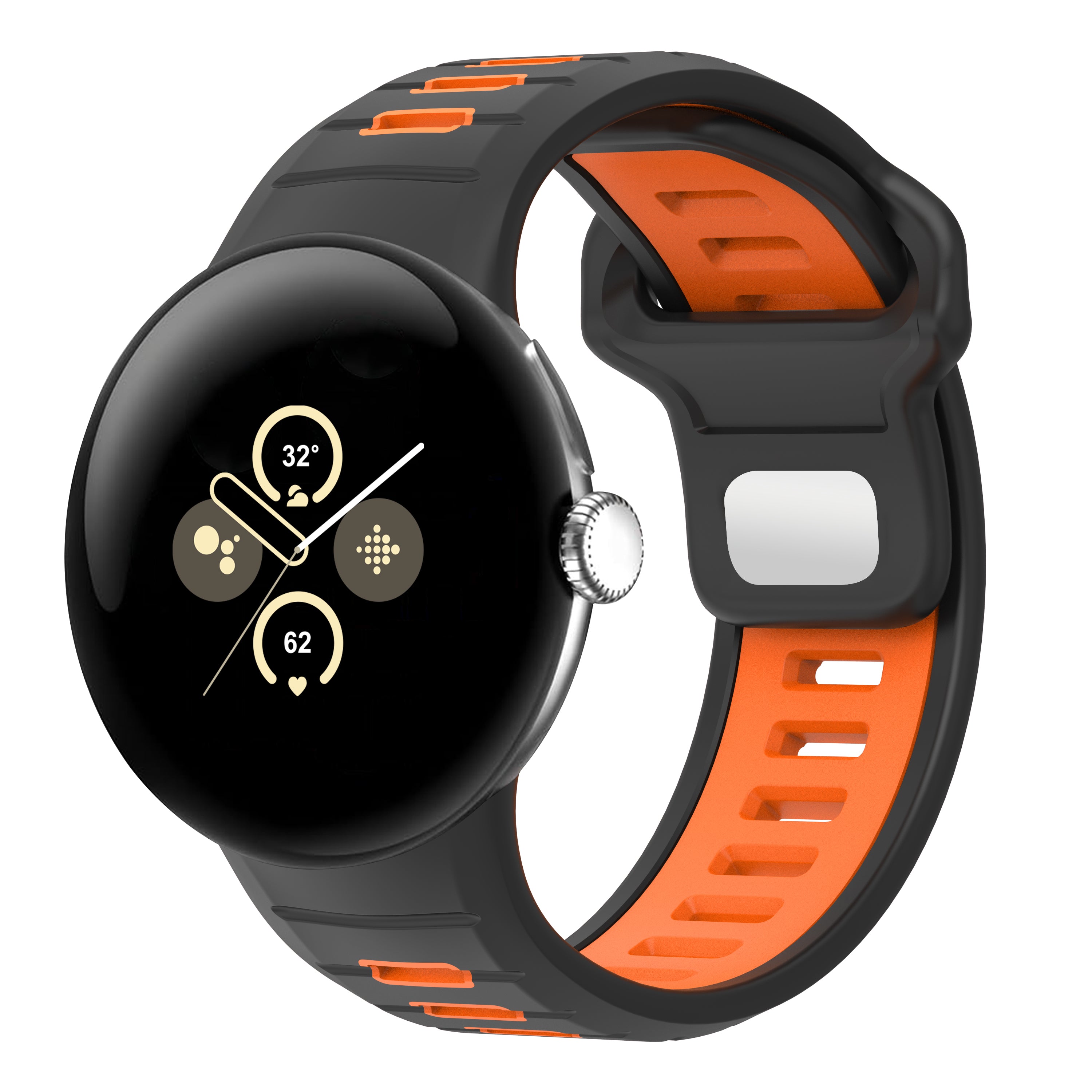 Google Pixel Watch 3 - 45mm Sport Duo Strap (Black/Orange)