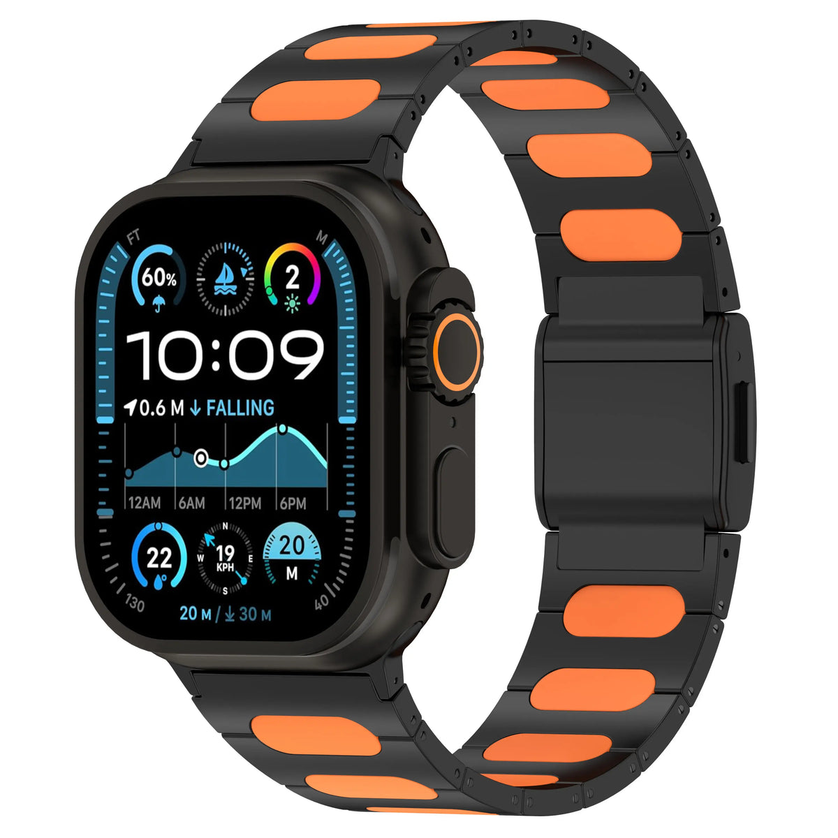 Apple Watch Refined Steel Hybrid Strap (Black/Orange)
