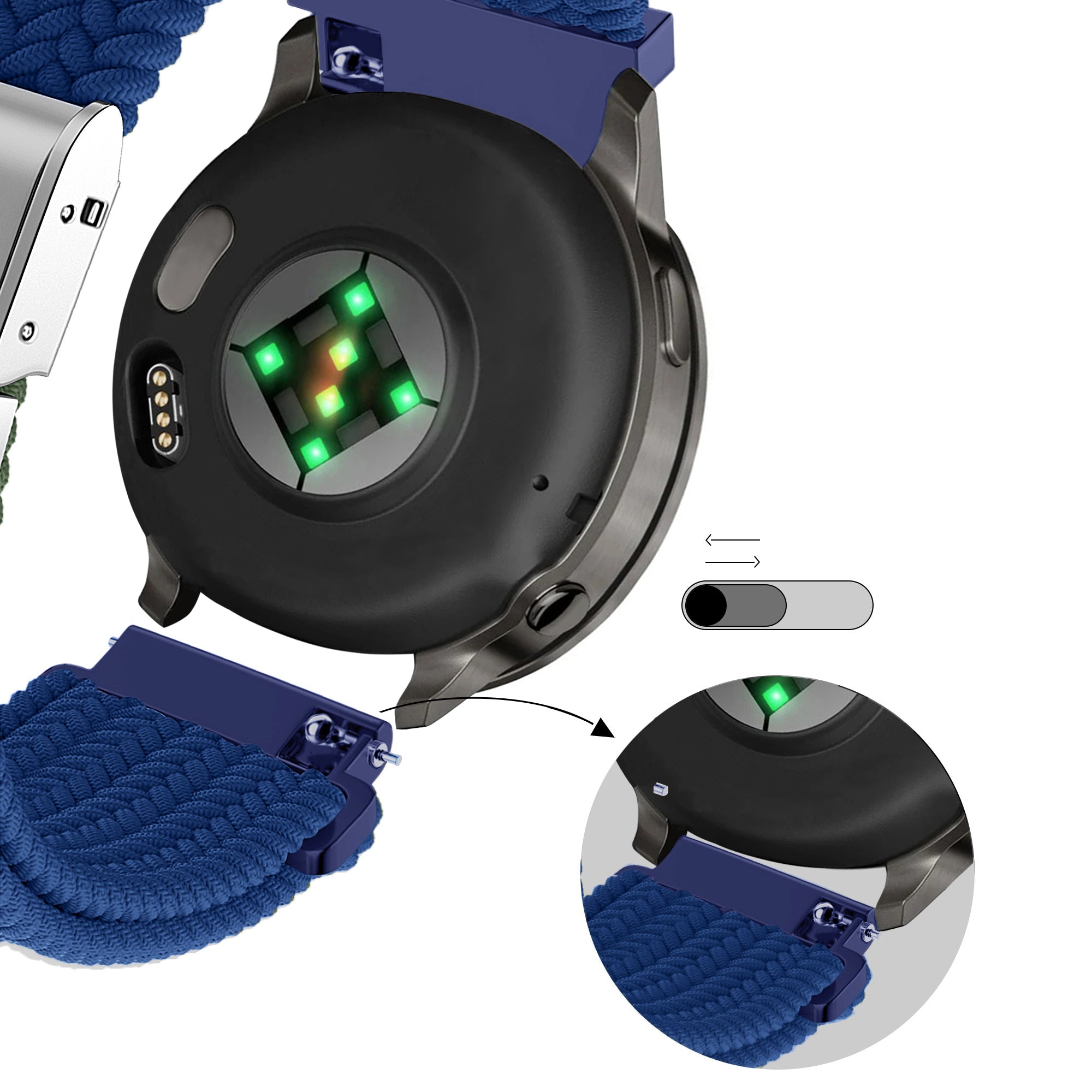 Bandz Correa nylon trenzada Garmin Vivoactive 3 (azul)