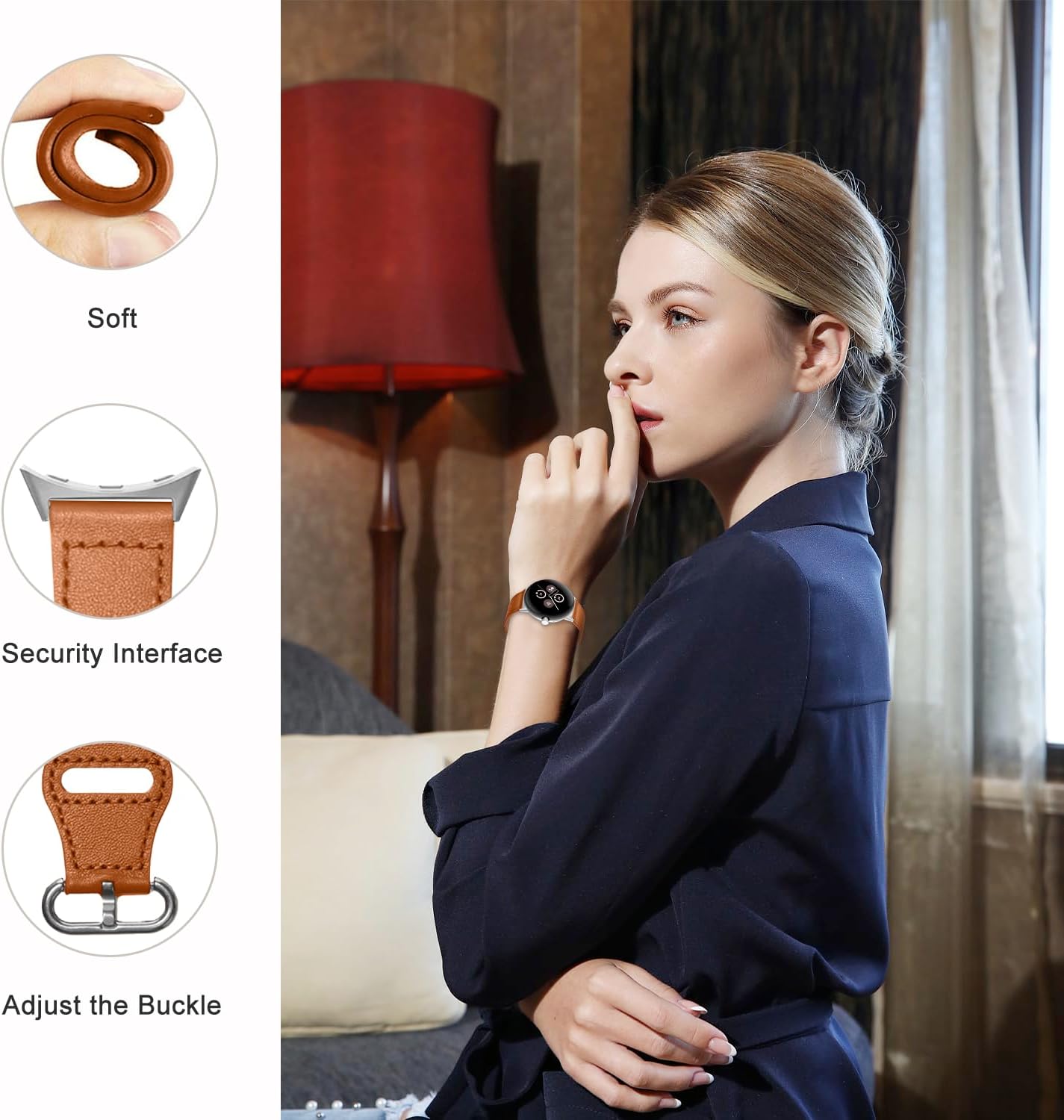 Google Pixel Watch 4 - 41mm Leather Buckle Strap (Brown)