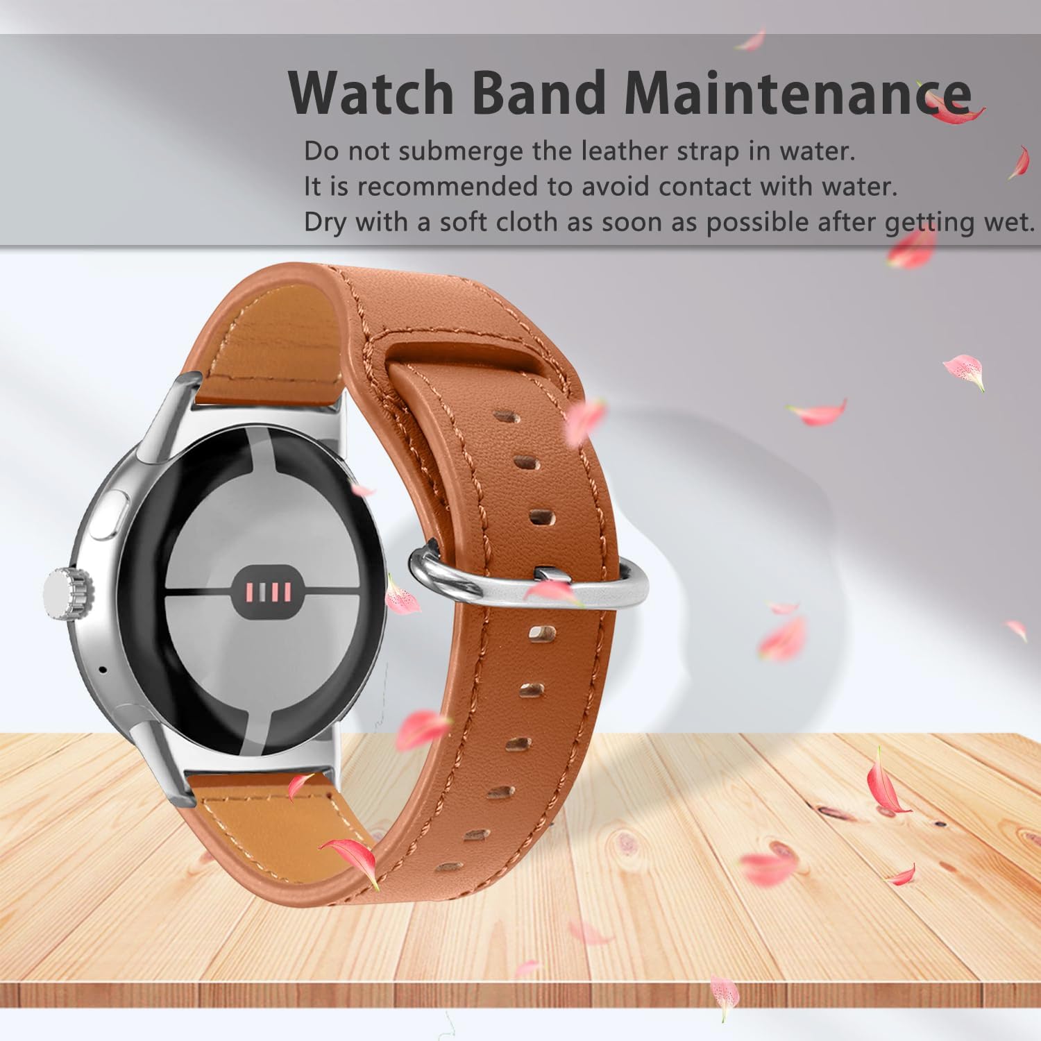 Google Pixel Watch 3 - 41mm Leather Buckle Strap (Brown)