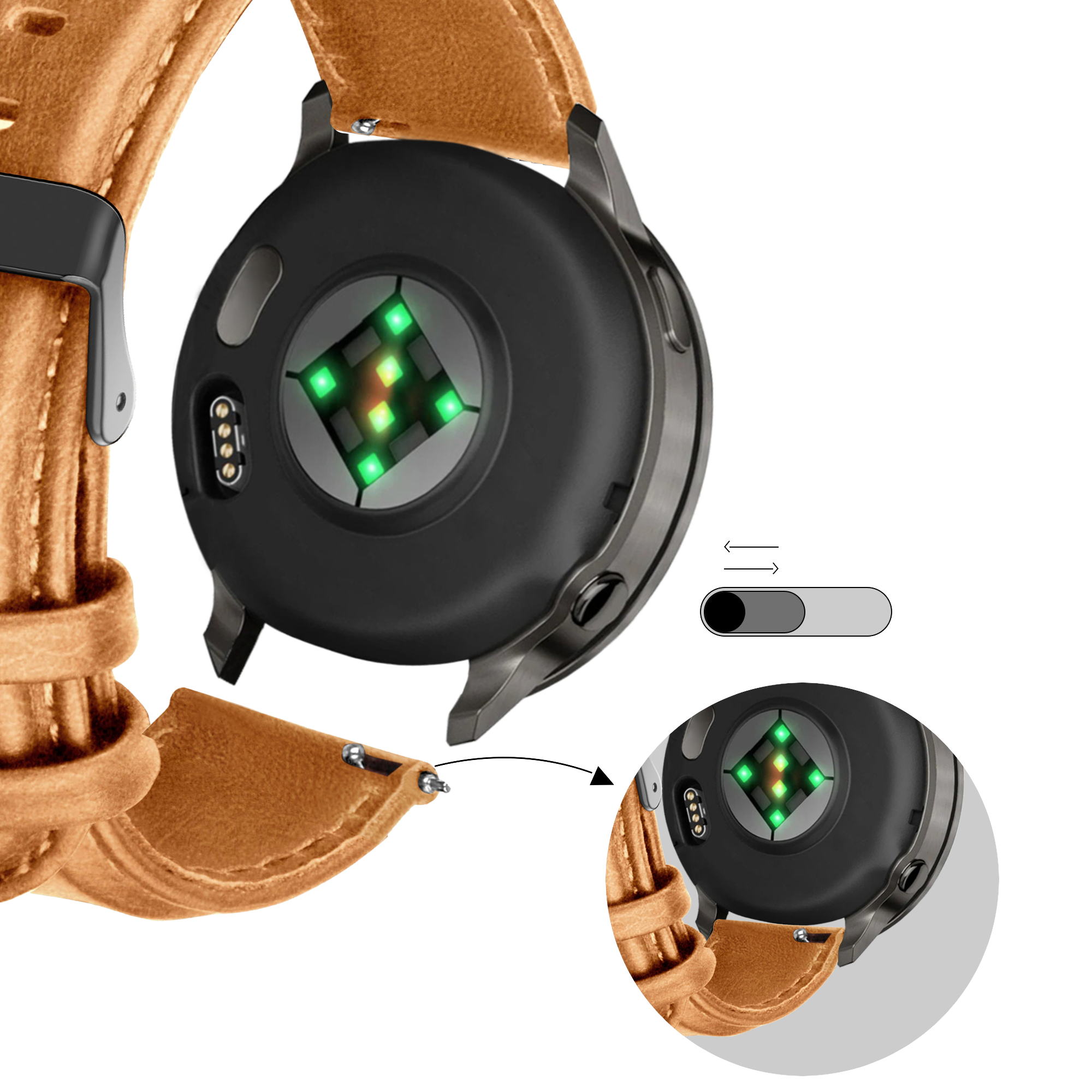 Bandz Correa cuero 'Classic' Garmin Approach S42 (marrón)