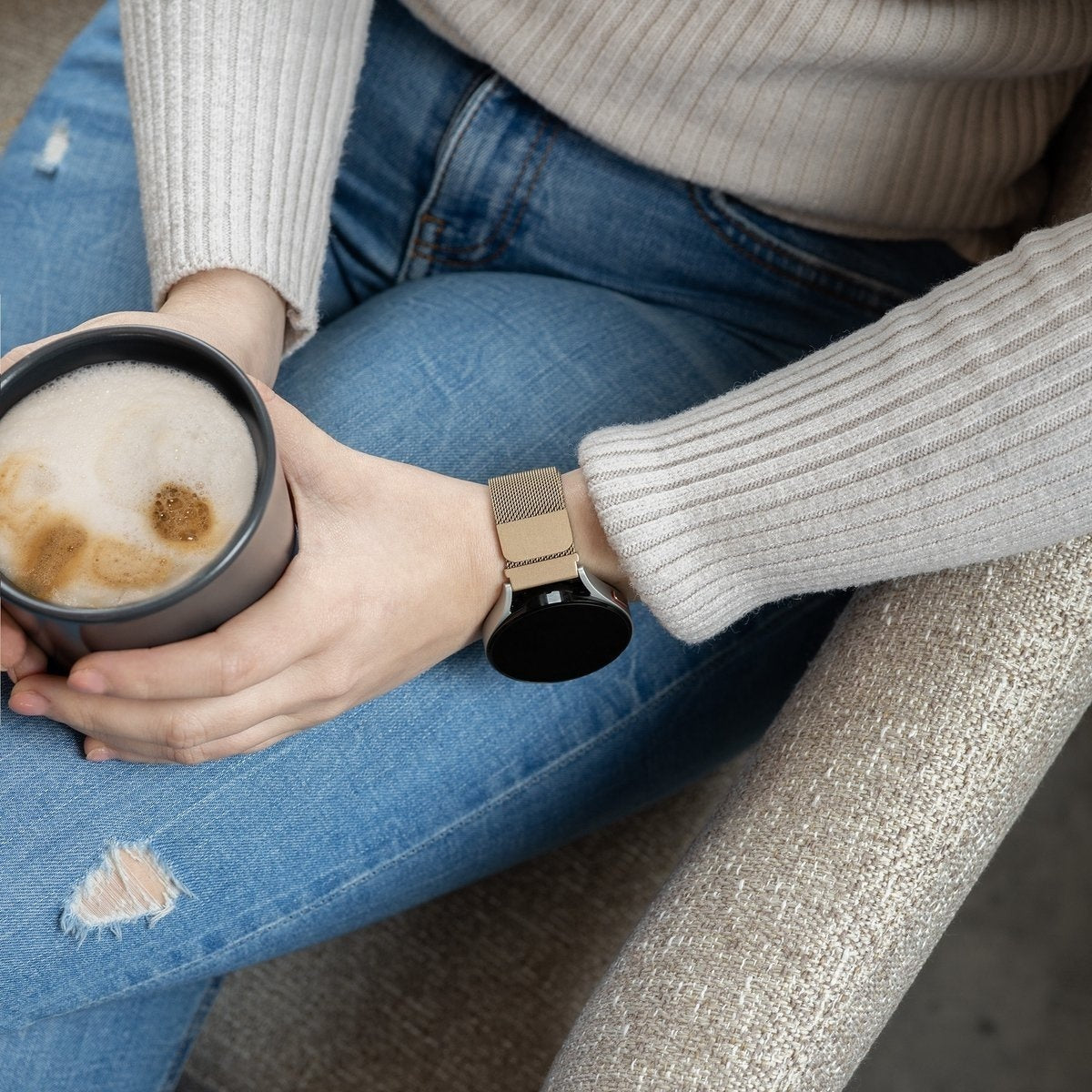 Samsung Galaxy Watch Active Milanese Strap (Champagne)