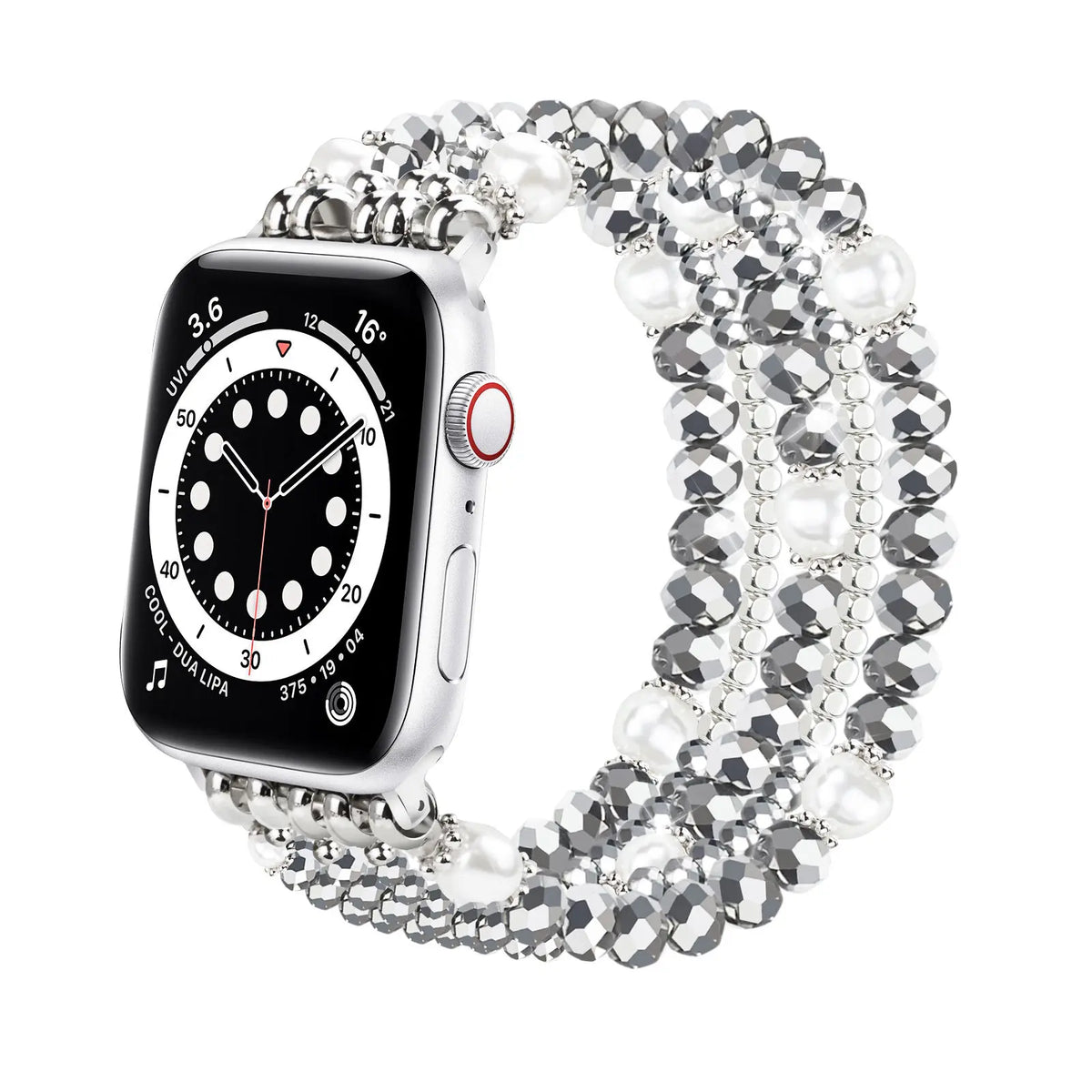 Apple Watch Beaded Crystal Strap (Silver)