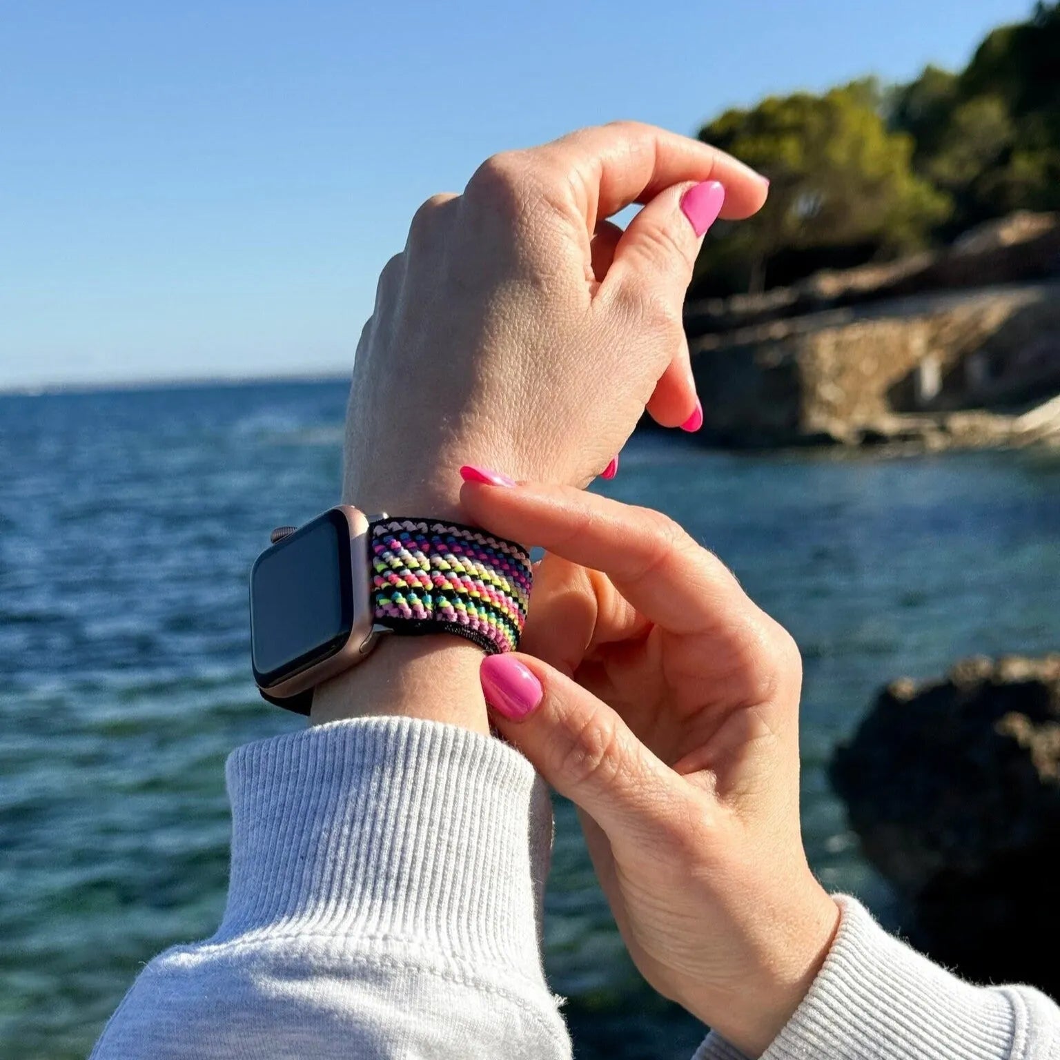 Correa elástica Apple Watch (rayas de colores)