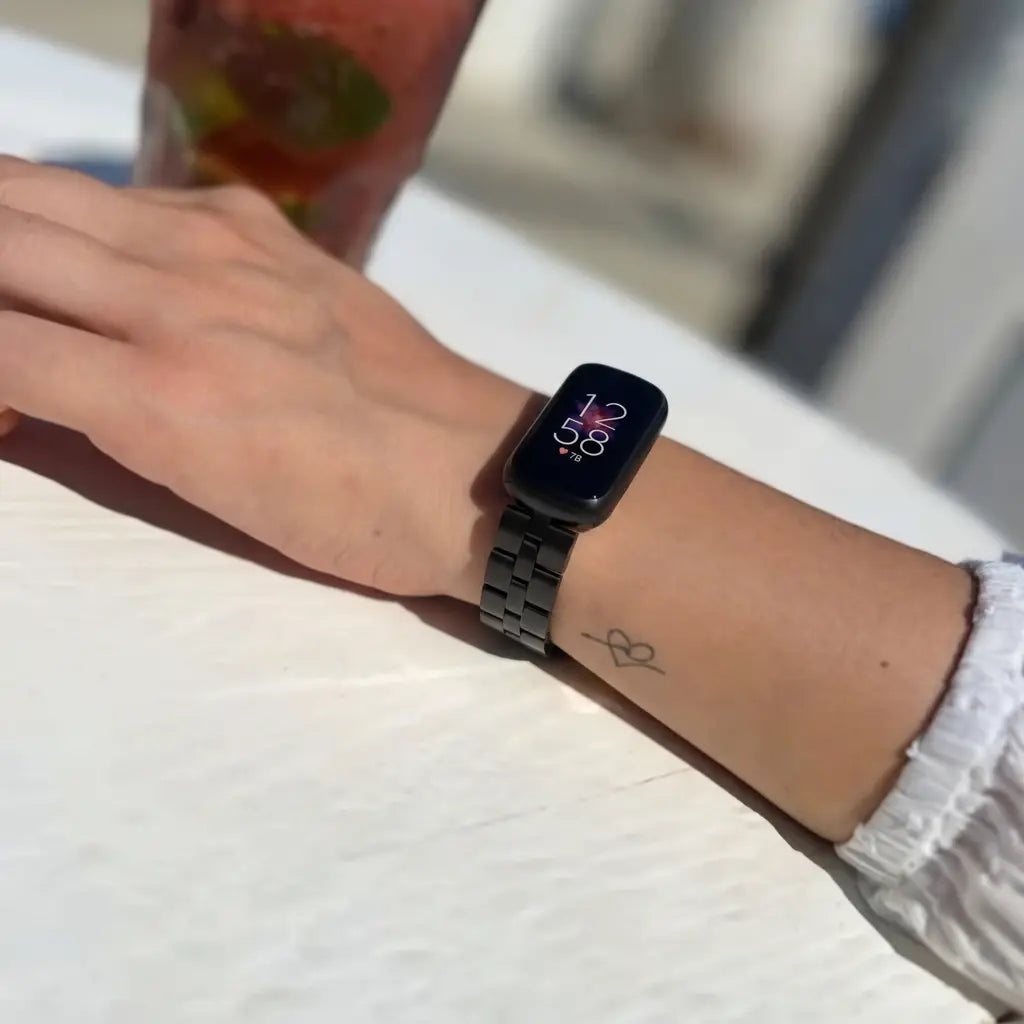 Fitbit Luxe stalen band (zwart)