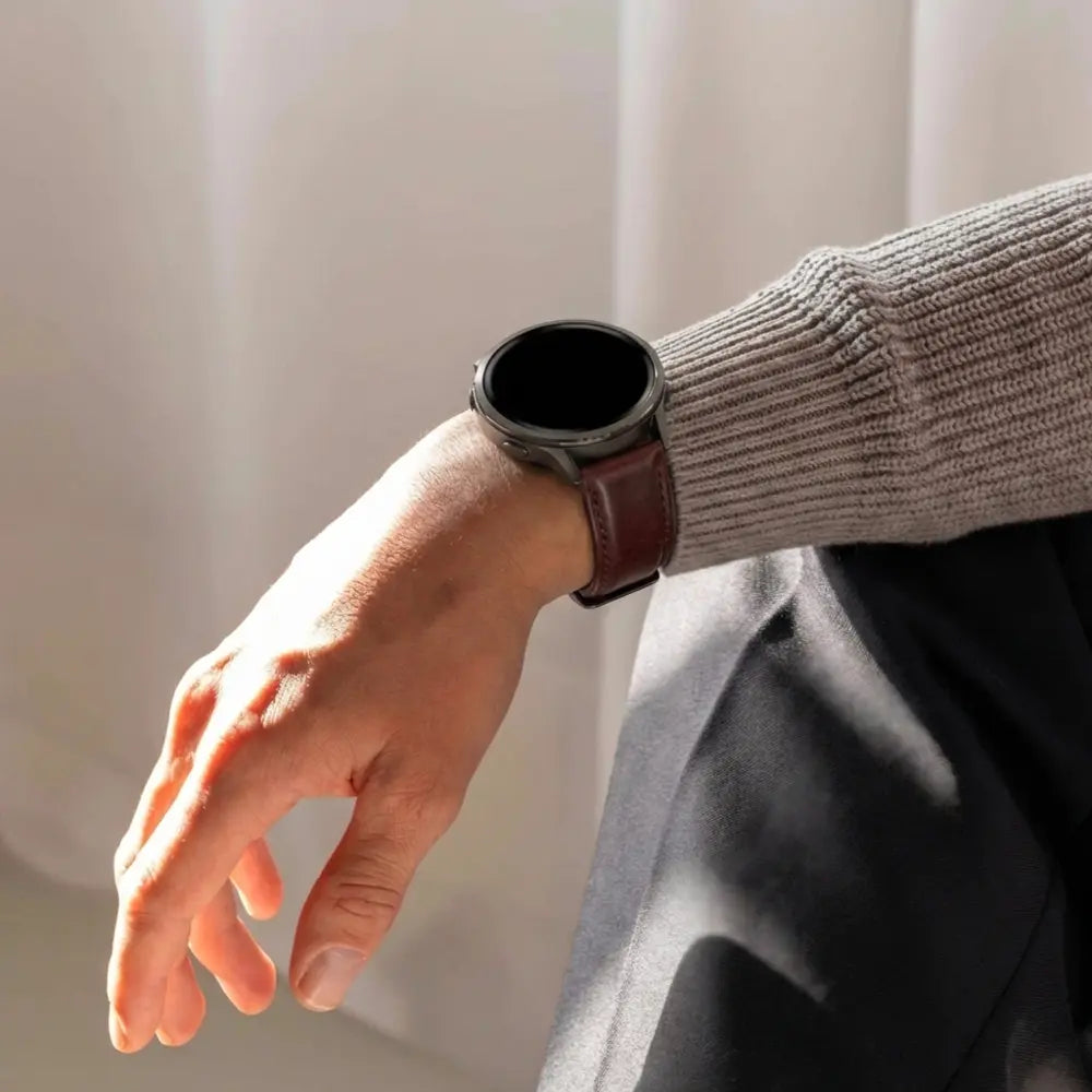 Bandz Garmin Forerunner 165 Leather Strap 'Classic' (Dark Brown)