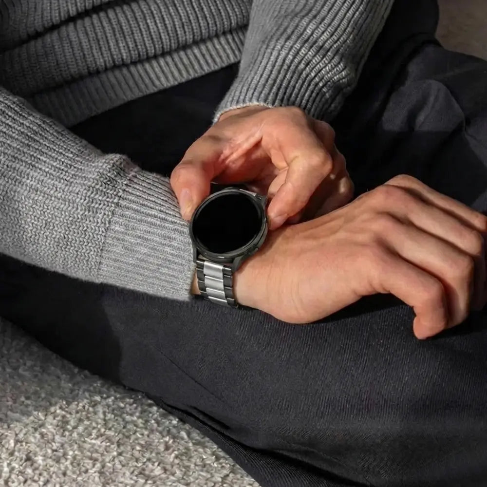 Samsung Galaxy Watch 7 - 40mm Steel Strap Perfect Fit (Black-Silver)