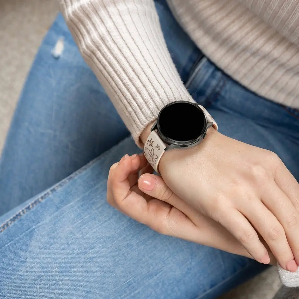 Bandz Correa silicona 'Flores' Garmin Vivomove Sport (blanco estrella/marrón)