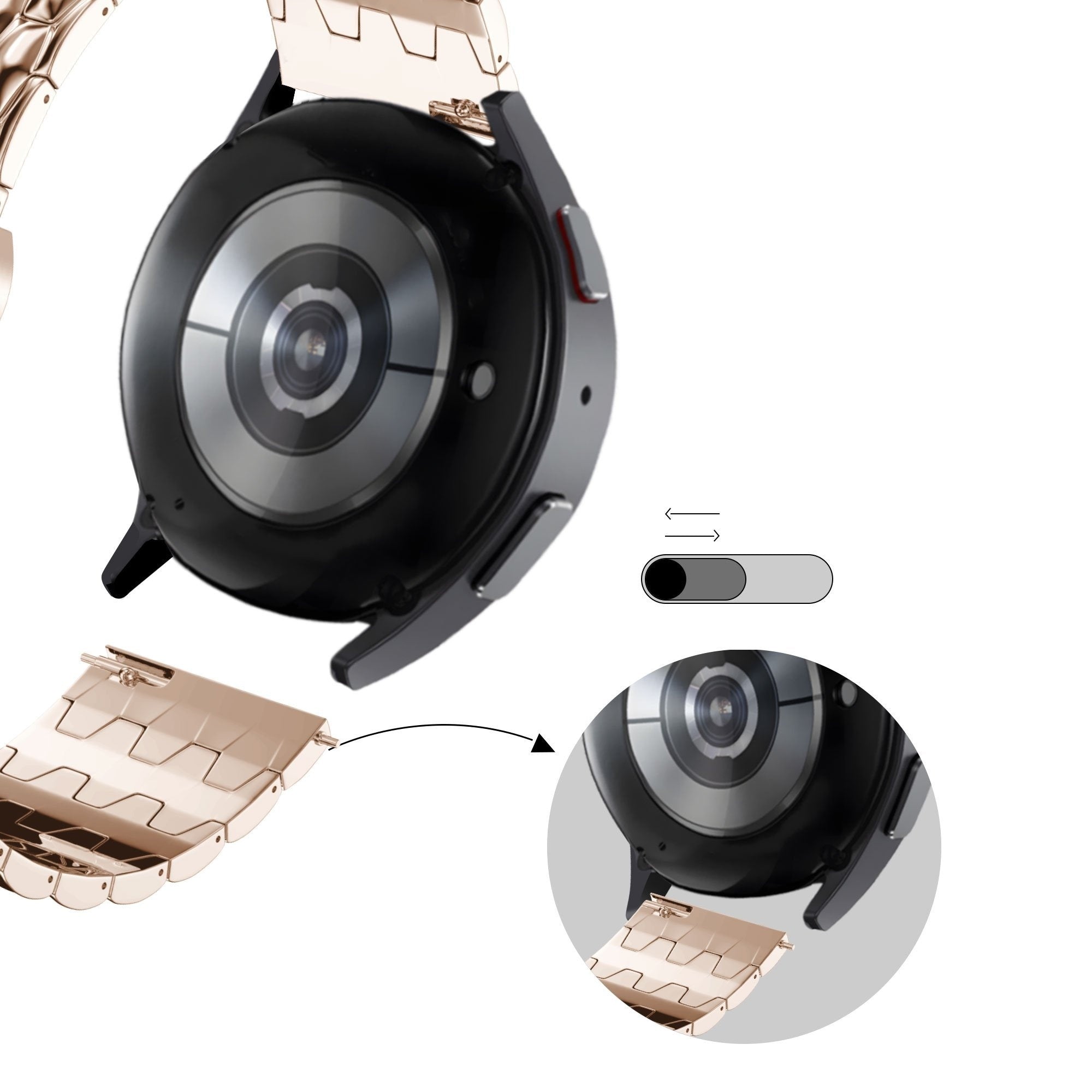 Bandz Correa acero 'Dragon' Garmin Forerunner 165 (rosado dorado)