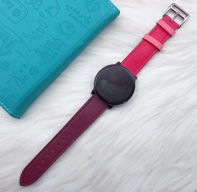 Correa cuero Duo Amazfit Active 2 (rosa brillante/marrón oscuro)