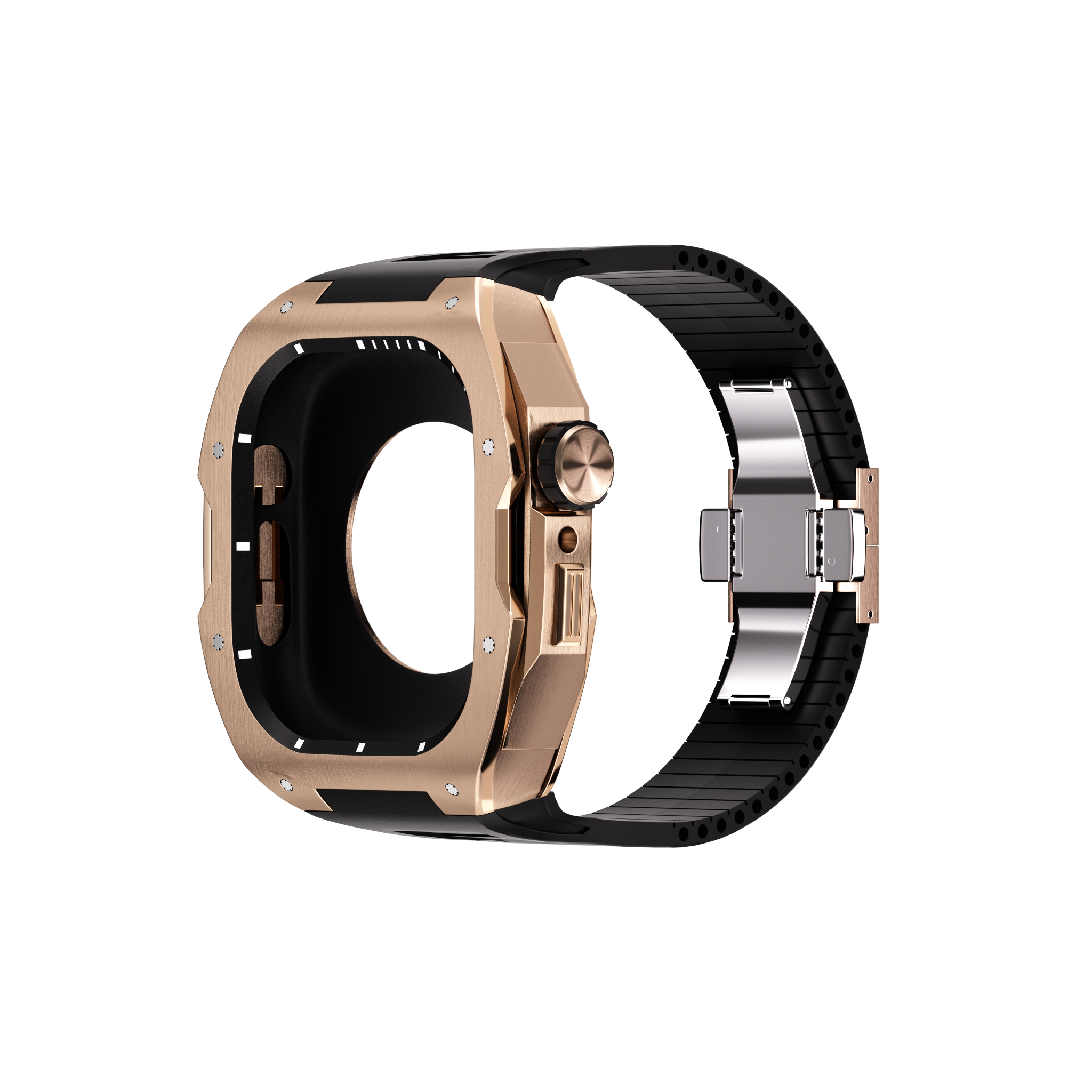 Reqior Apple Watch 45mm Case with Rubber Strap (Rose Gold)