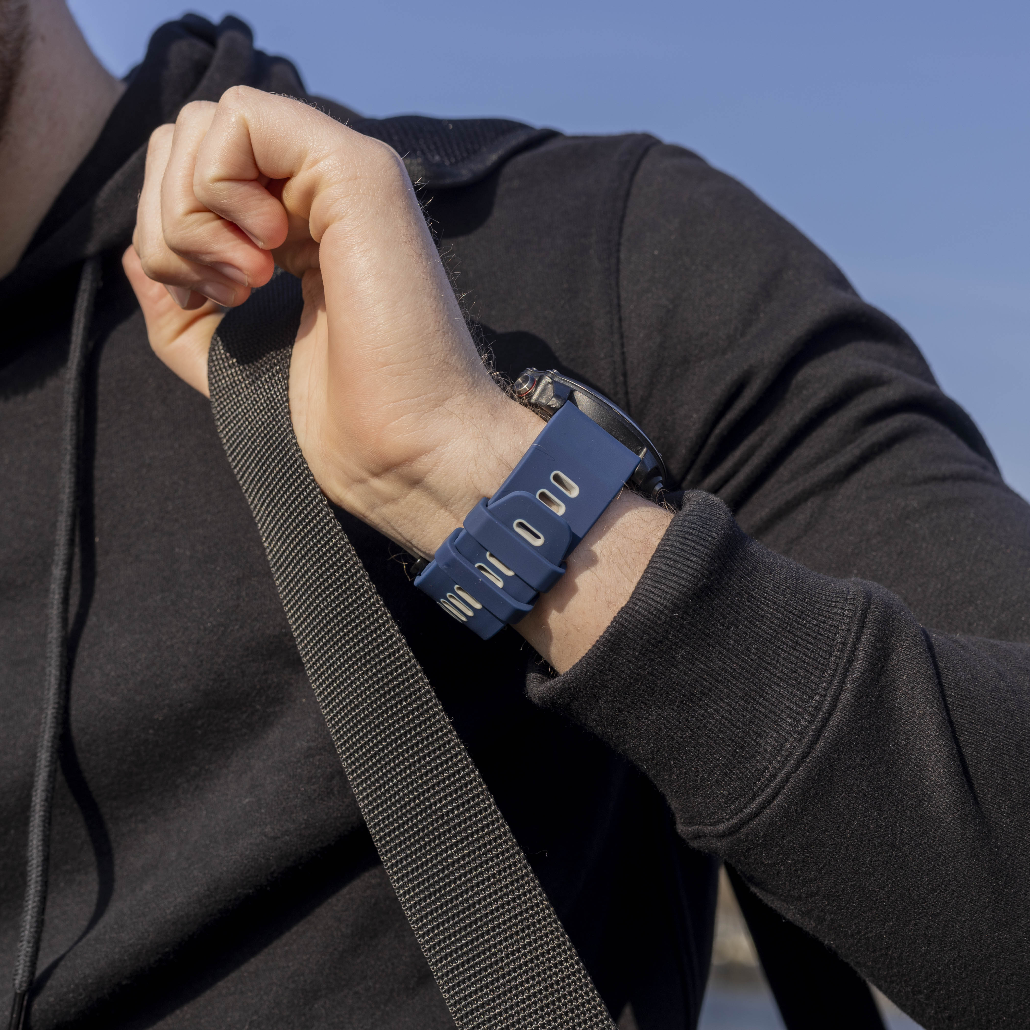 Correa deporte con hebilla Garmin Fenix 5x/6x (azul/gris)