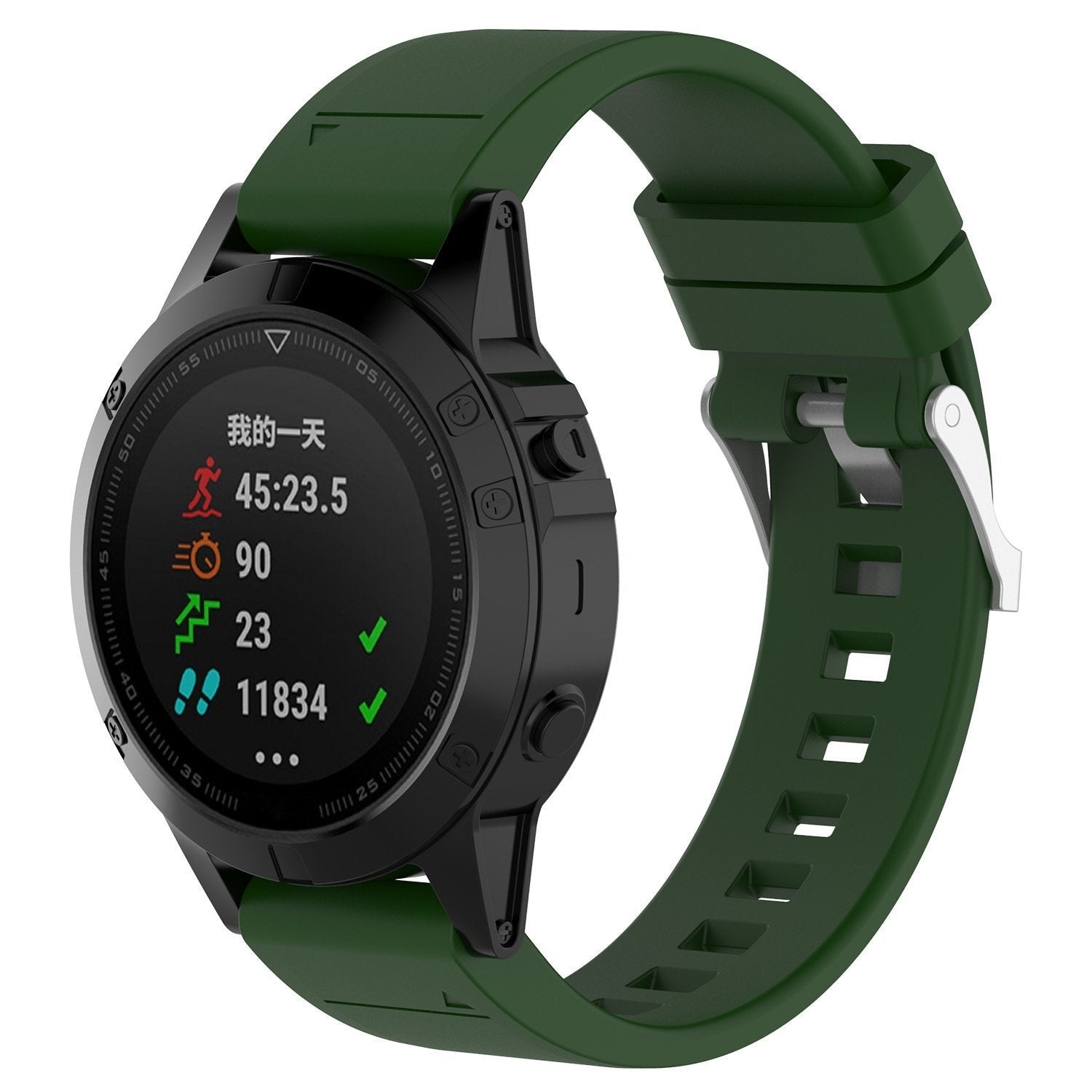 Correa silicona brillante Garmin Forerunner 945 (verde militar)