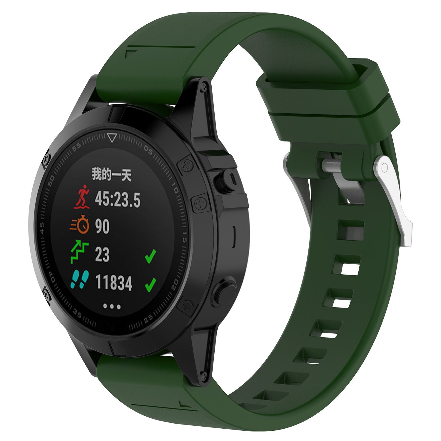 Correa silicona brillante Garmin Fenix 7 (verde militar)