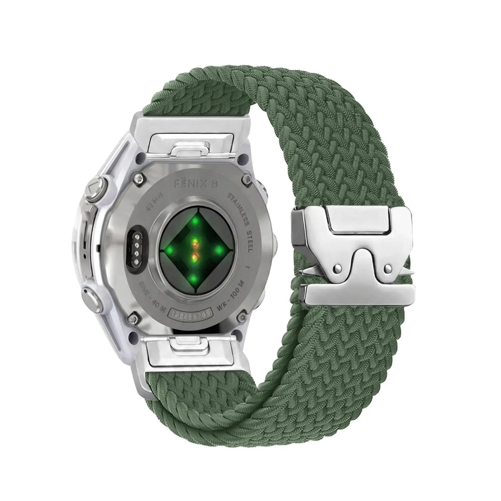 Correa trenzada con hebilla-P Garmin Quatix 8 Pro - 47mm (verde/plata)