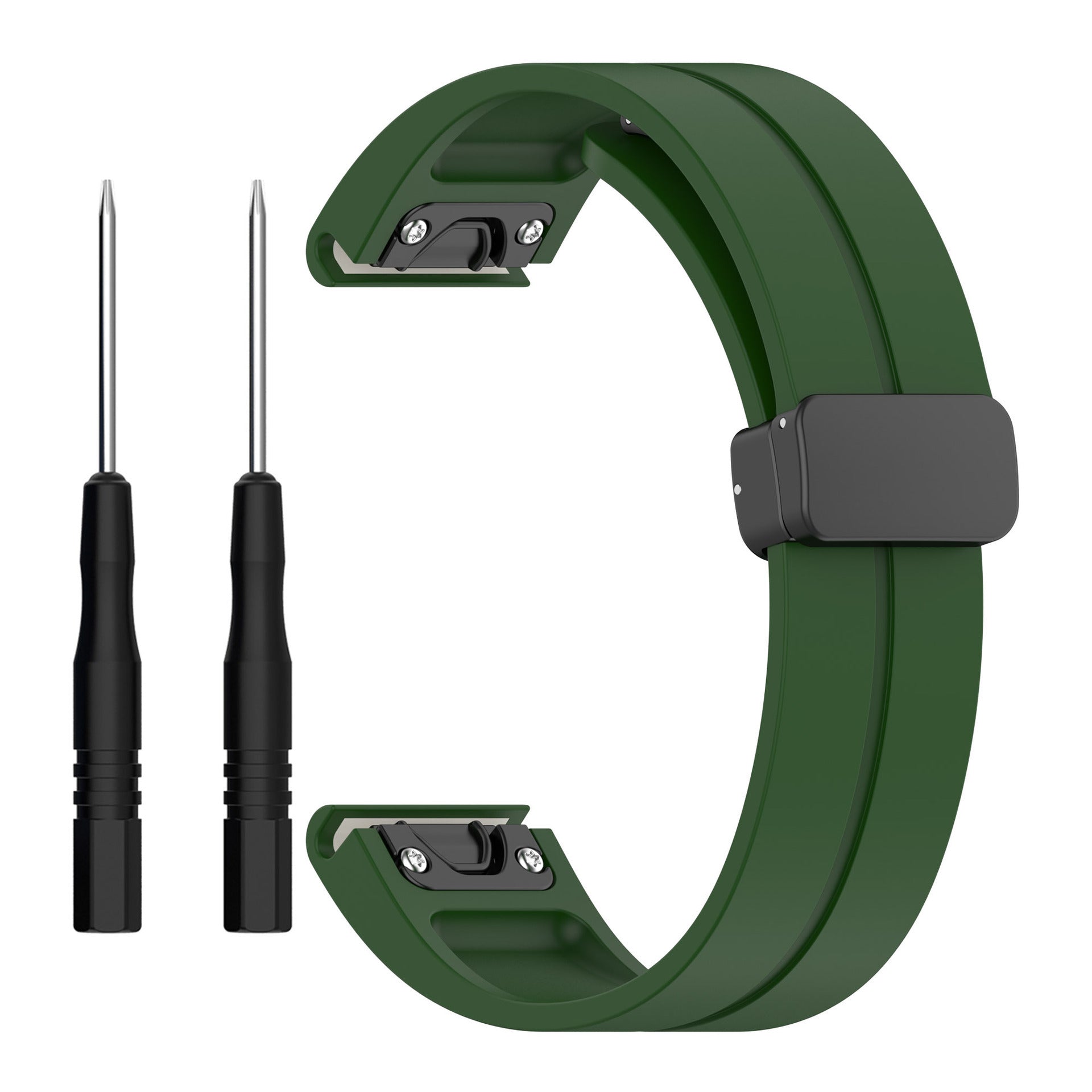Garmin Quatix 8 Pro - 47mm D-Buckle Silicone Strap (Army Green)