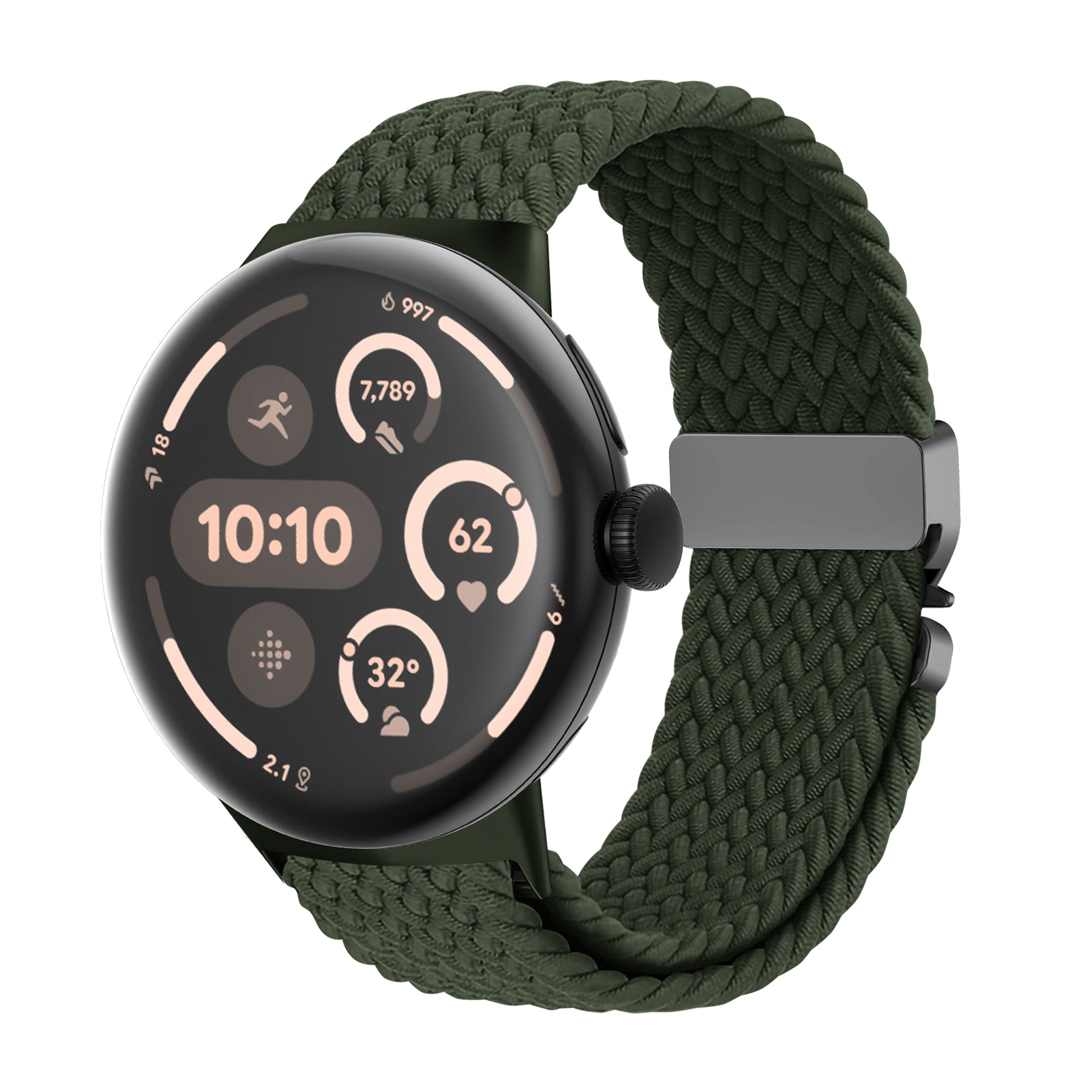 Google Pixel Watch 4 - 45mm Braided Strap with P-Buckle (Green)