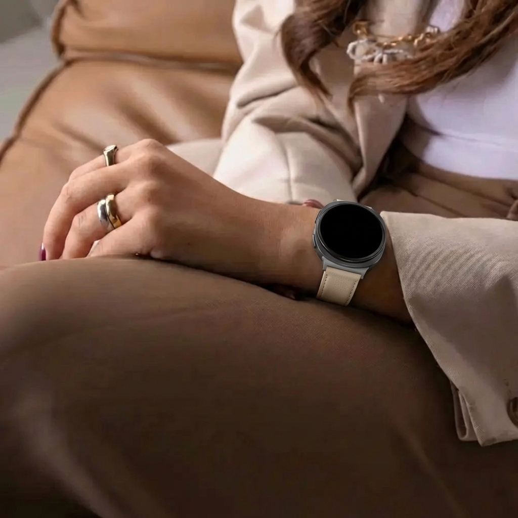 Samsung Galaxy Watch 8 - 44mm Leather Grain Strap (Beige)