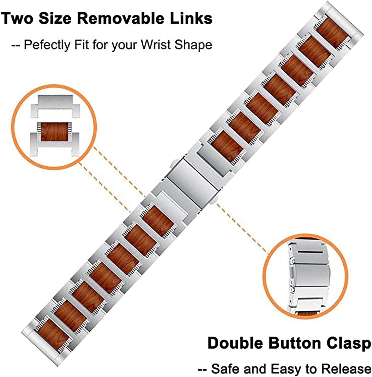 Correa acero/madera Garmin Forerunner 255 (plateado)
