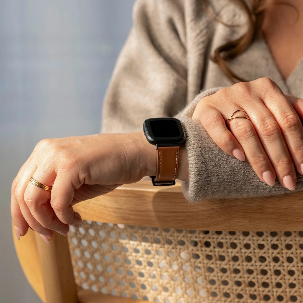 Fitbit Sense Modern Leather Strap (Brown)