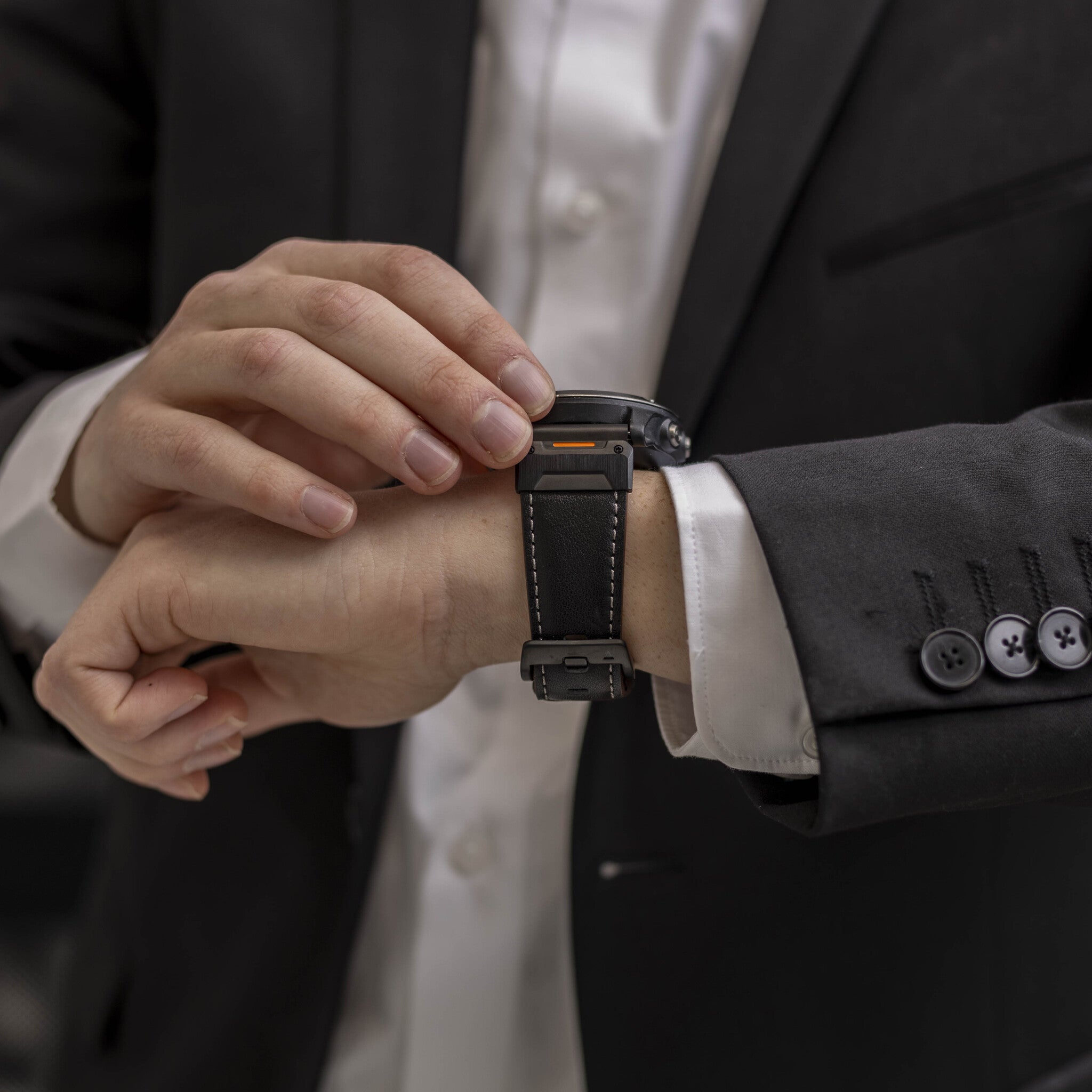 Garmin Instinct 3 - 50mm Genuine Leather Strap (Black)