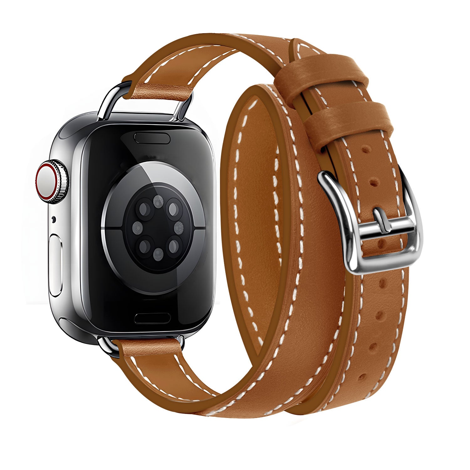 Apple Watch Leather Double Tour Strap (Light Brown)