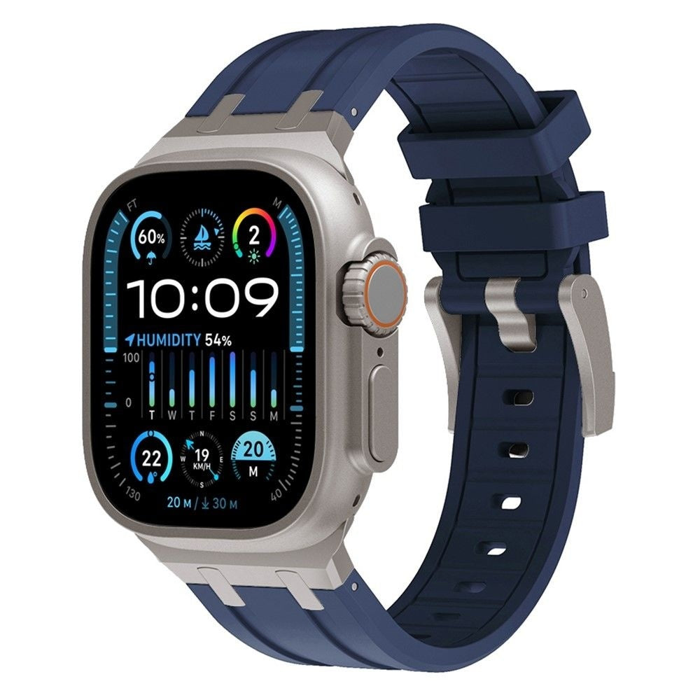 Correa silicona Premium Liquid Apple Watch (azul/titanio)