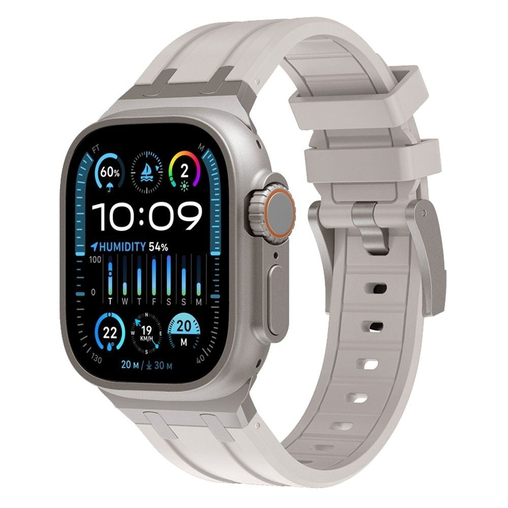 Correa silicona Premium Liquid Apple Watch (blanco estrella/titanio)