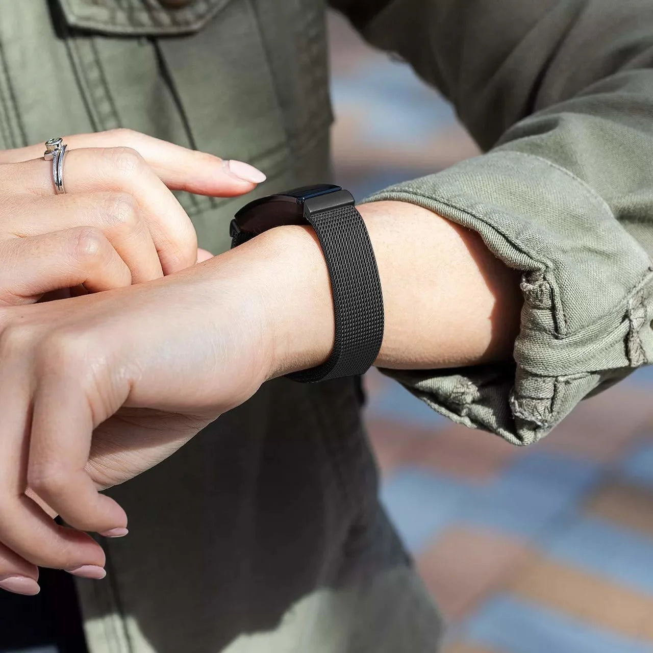 Correa milanesa Fitbit Charge 3 (negra)