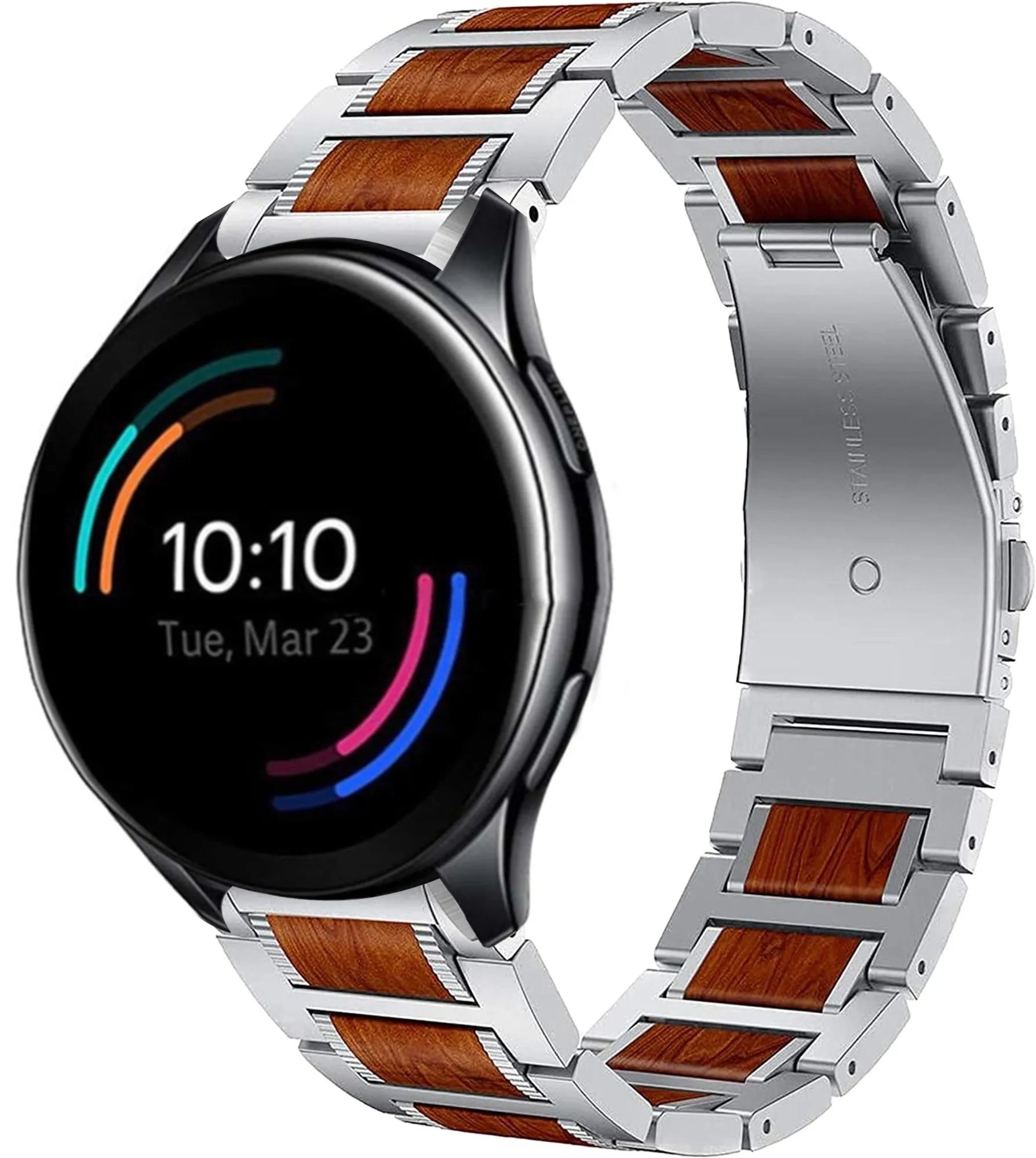 Correa de madera / acero OnePlus Watch 3 (plata)