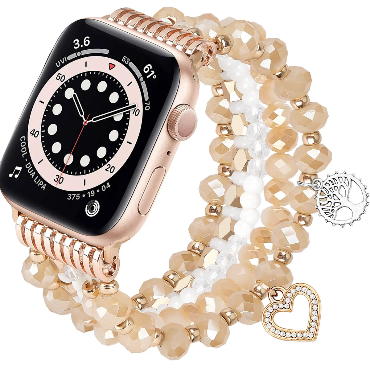 Apple Watch Beaded Pearl Strap (Rose Gold)