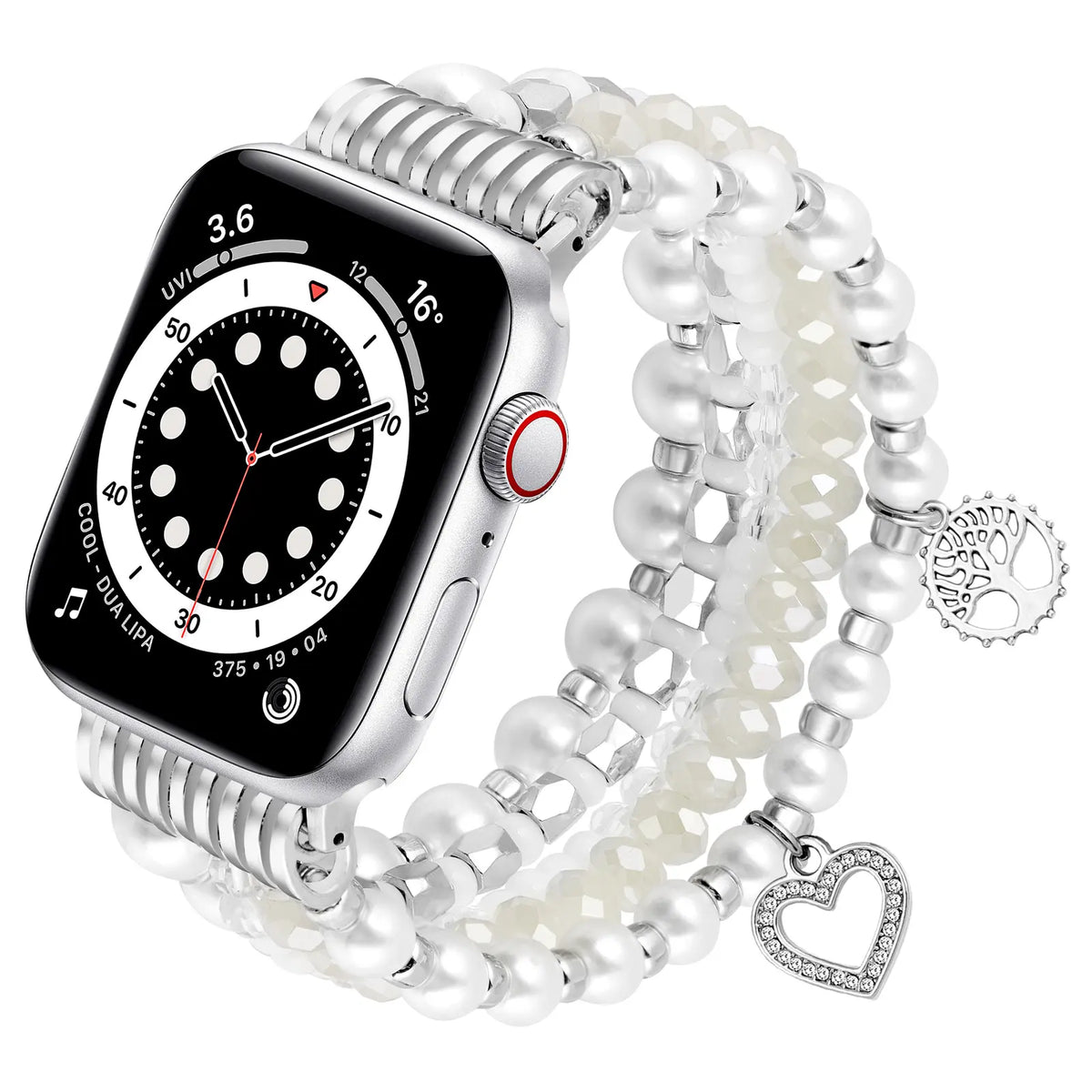 Correa perlas con cuentas Apple Watch (blanco)