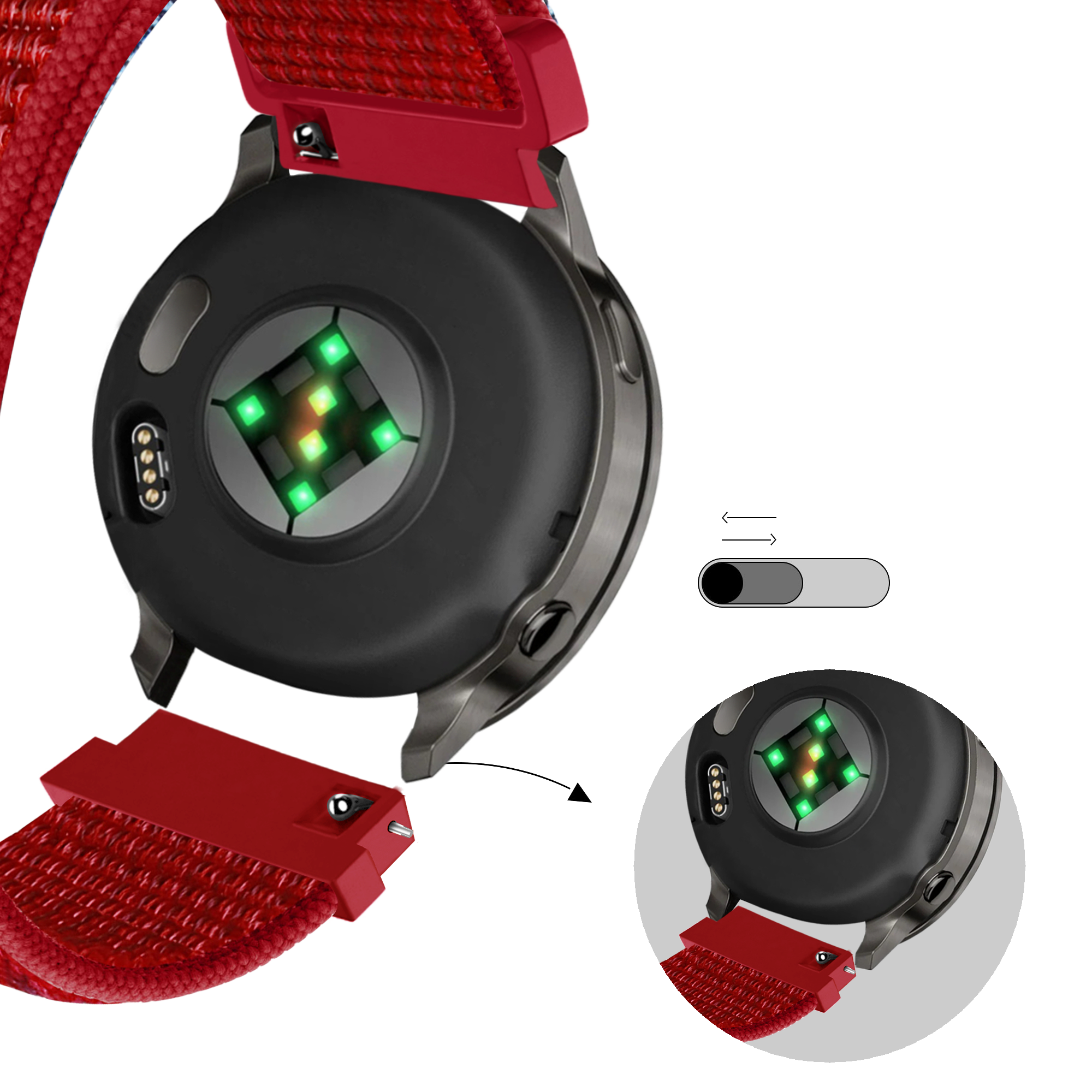 Bandz Garmin Approach S44 Nylon Loop Strap (Red)