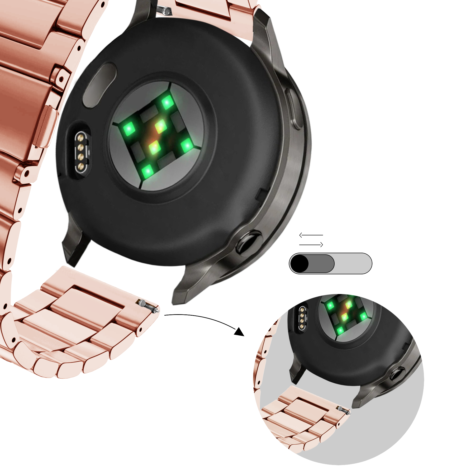 Bandz Correa acero 'Classic' Garmin Forerunner 570 - 42mm (rosa)