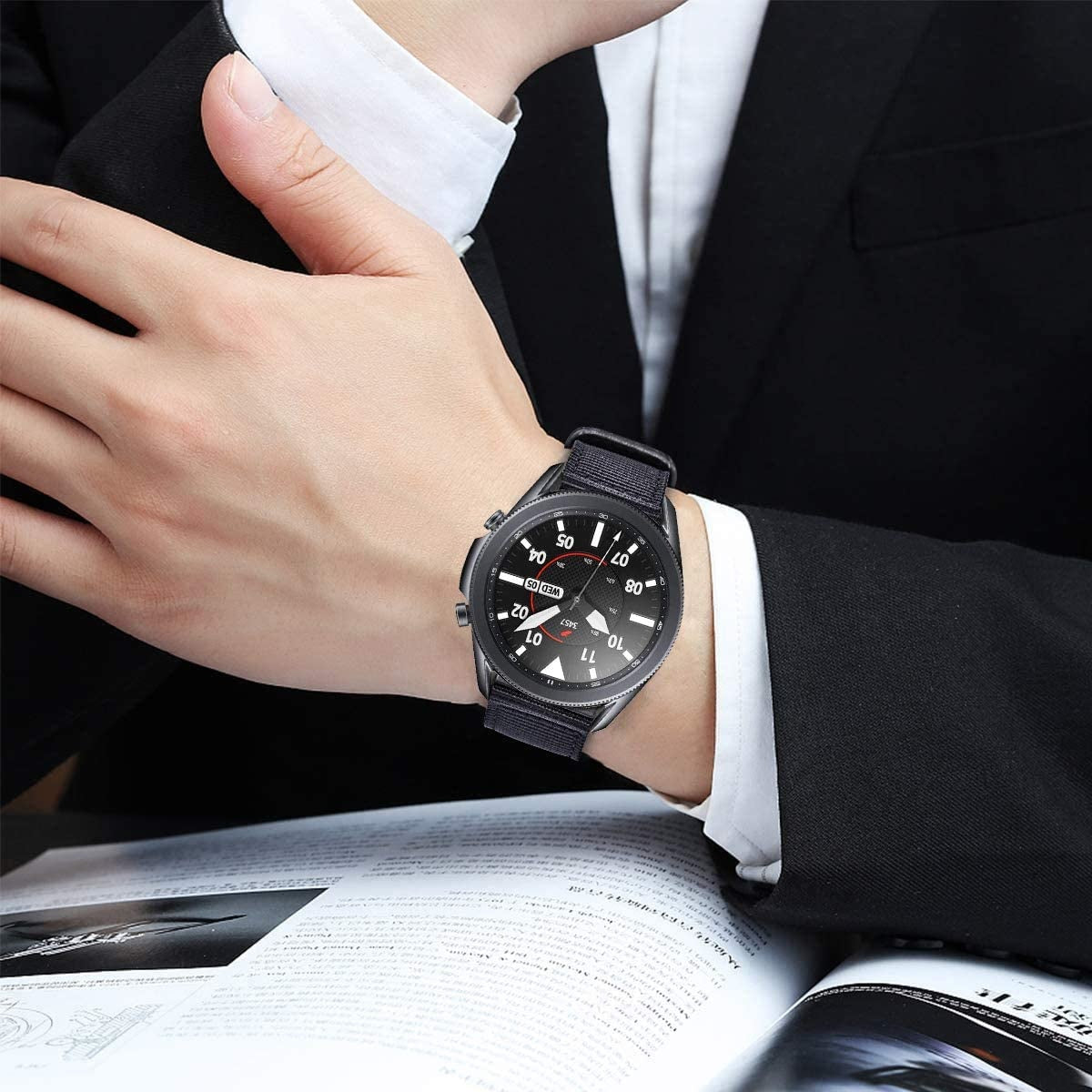 Correa nylon con hebilla Samsung Galaxy Watch 3 45mm (negro)