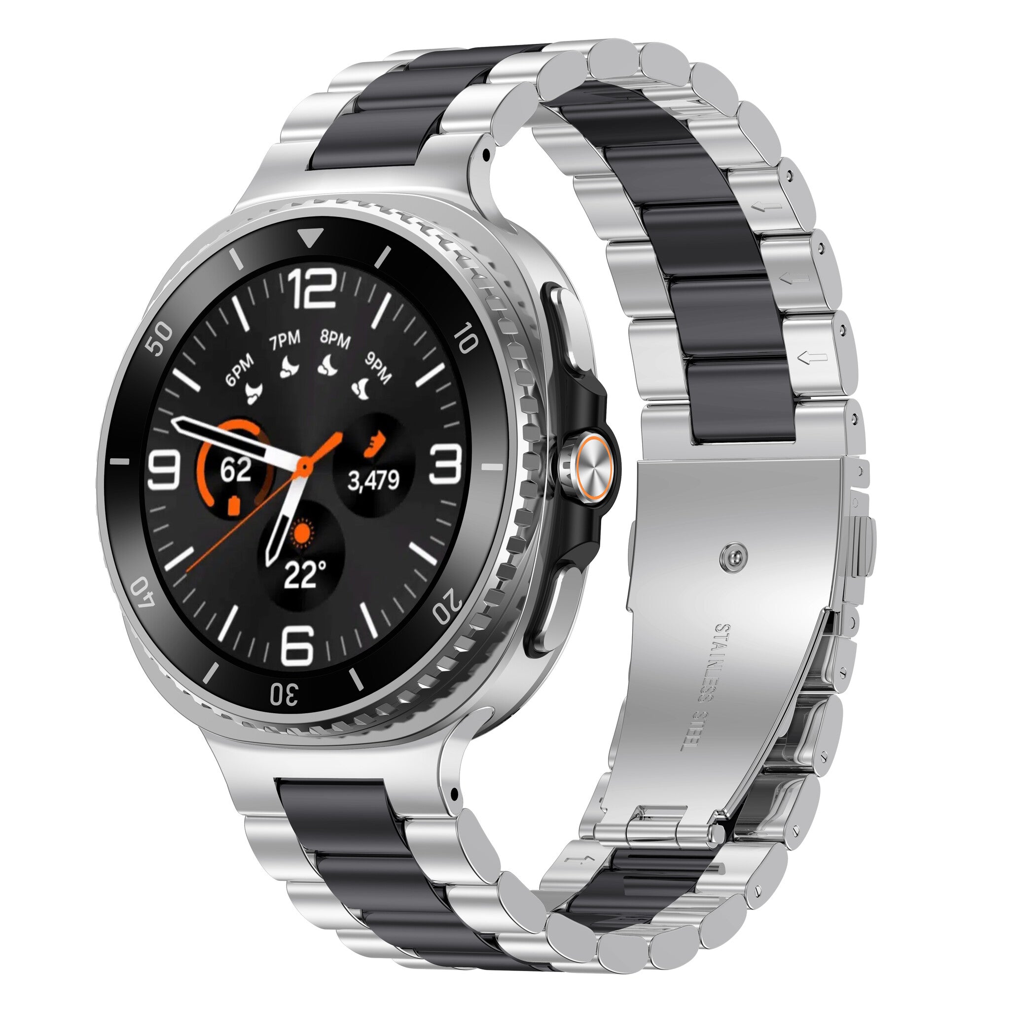Correa acero Samsung Galaxy Watch 8 - 44mm (plateado/negro)