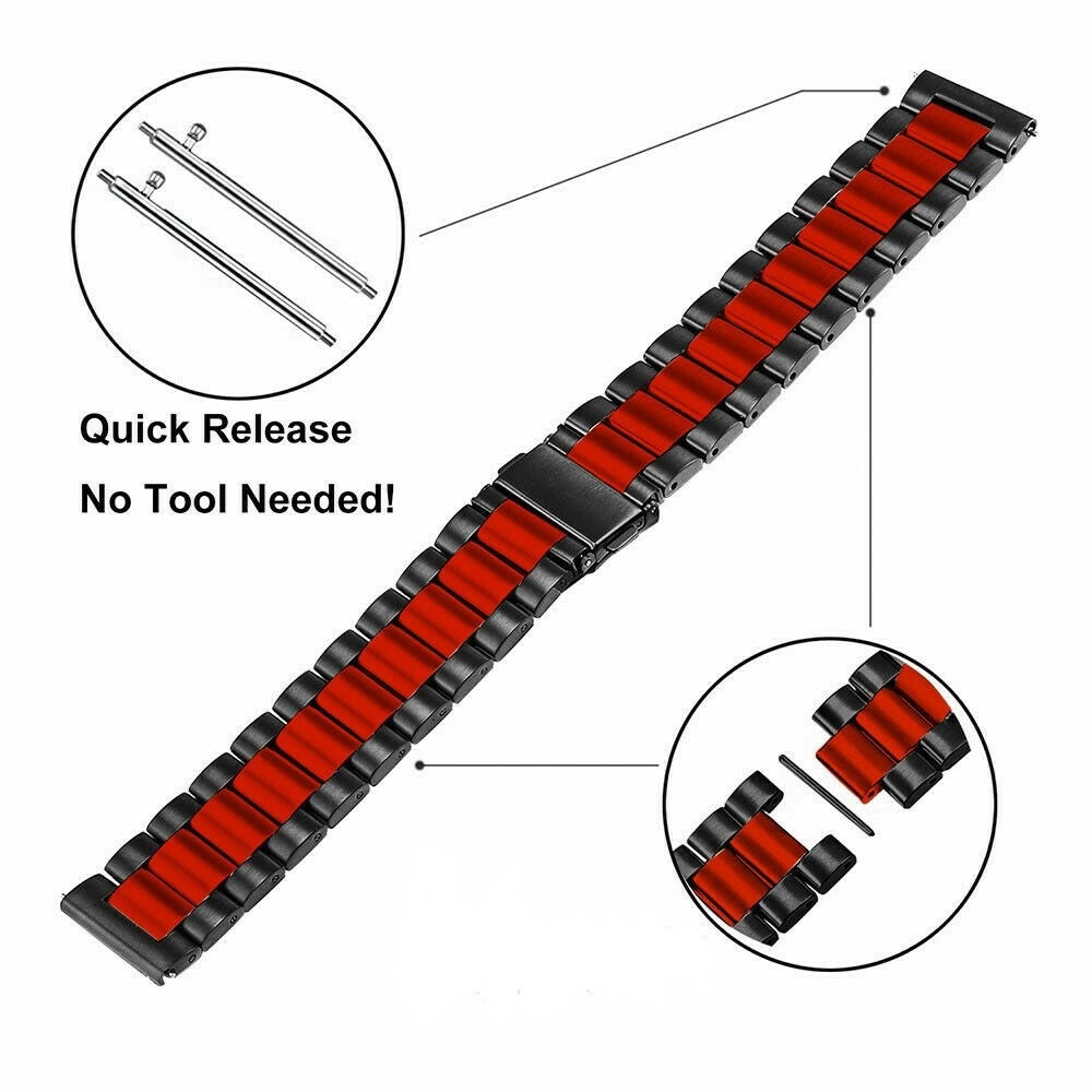 Amazfit Bip 5 Steel Strap (Black/Red)