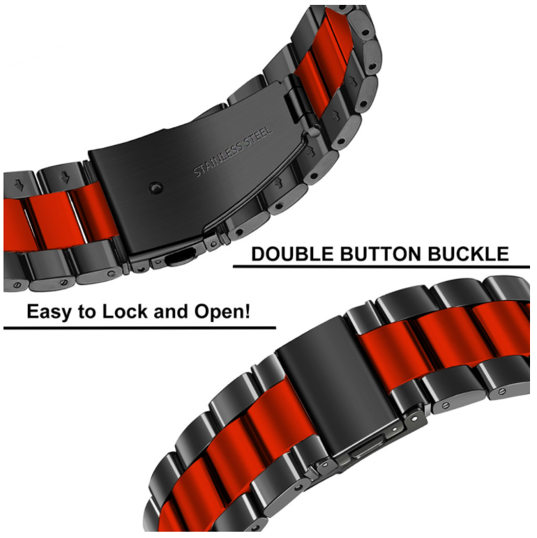 Correa acero Garmin Venu 3 (negro/rojo)