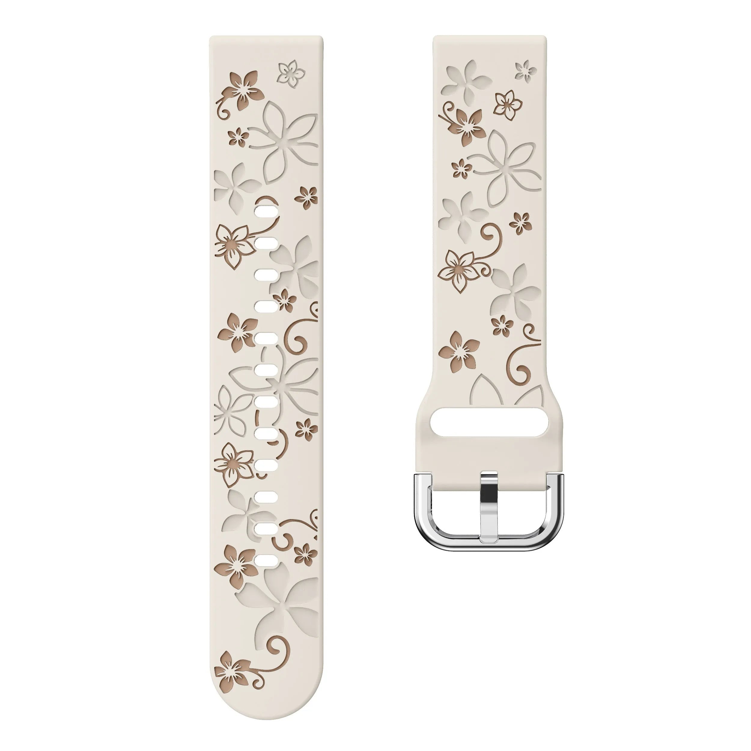 Correa silicona con flores Oppo Watch X2 Mini (blanco estrella/beige)