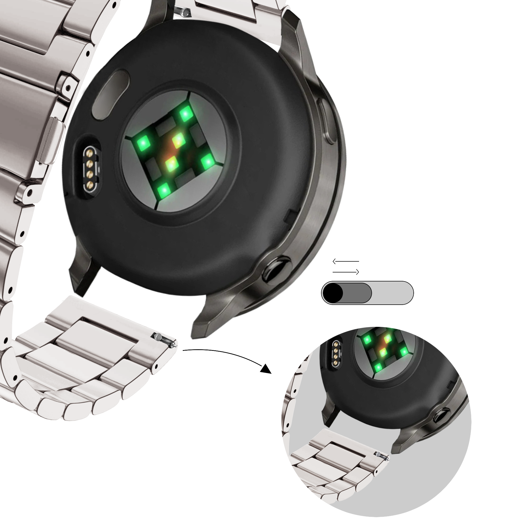 Bandz Correa acero 'Classic' Garmin Forerunner 645 (blanco estrella)