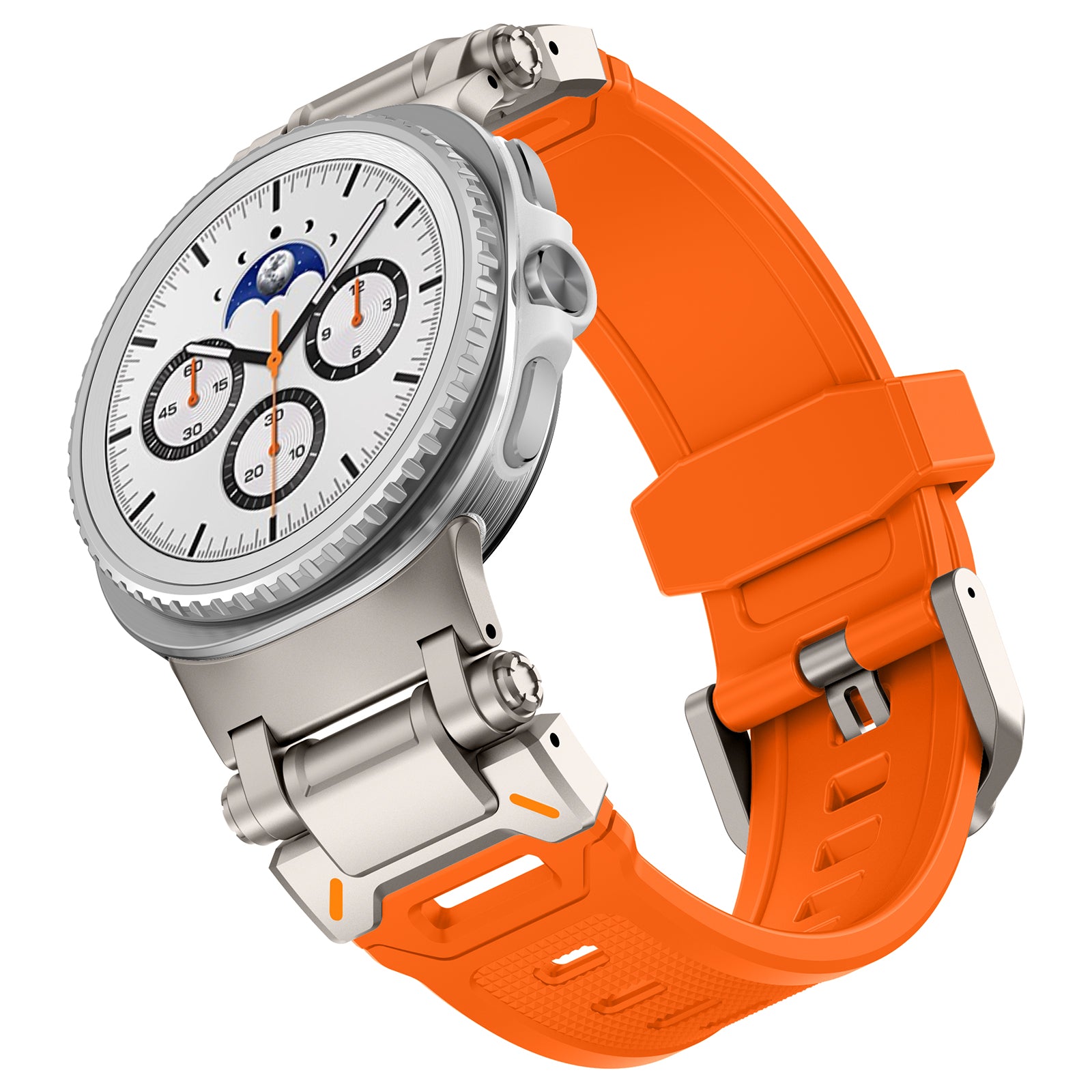 Correa silicona 'Explorer' Samsung Galaxy Watch 8 Classic naranja con titanio