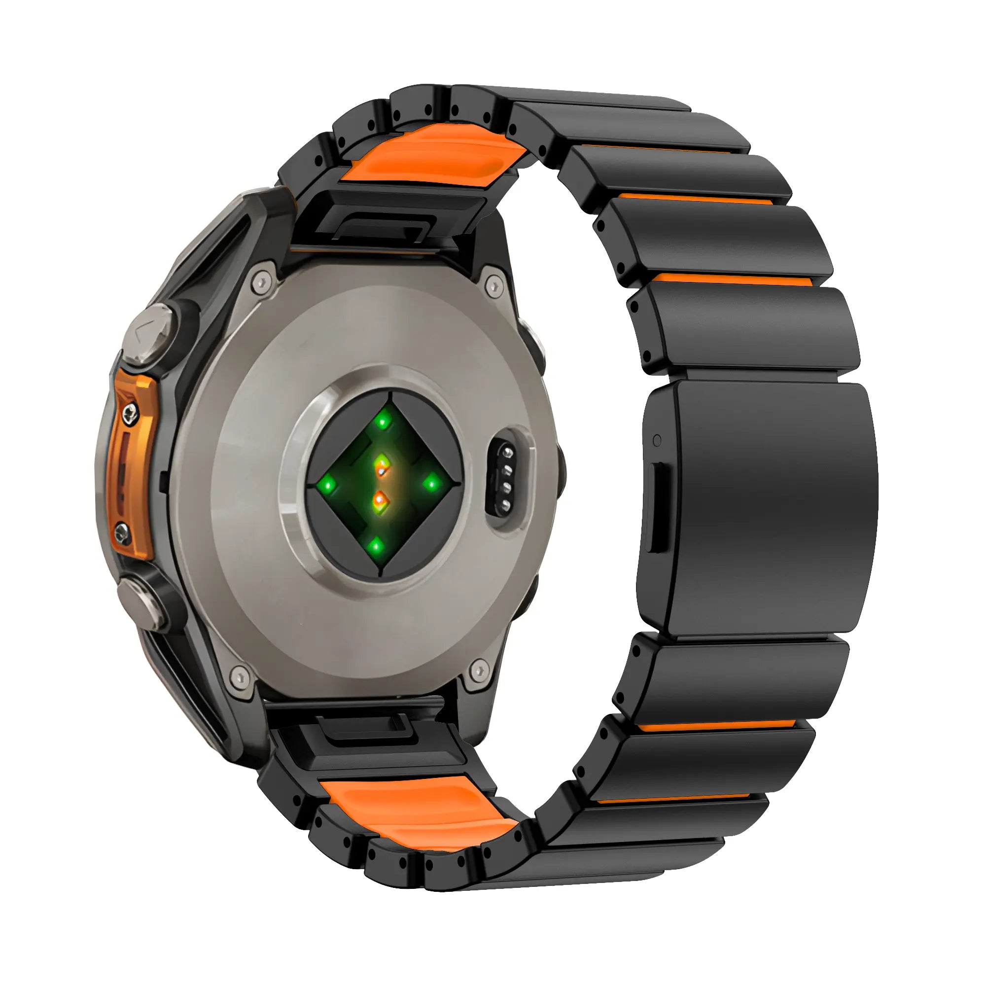 Bandz Correa titanio 'Hybrid' Garmin Quatix 3/6x/7x (negro/naranja)